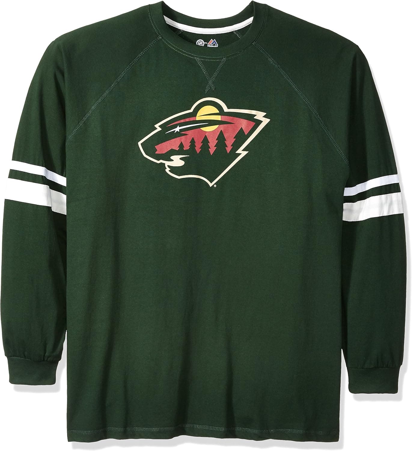 NHL Minnesota Wild Long Sleeve Tee with Double Arm Stripes, Large, Dark Green
