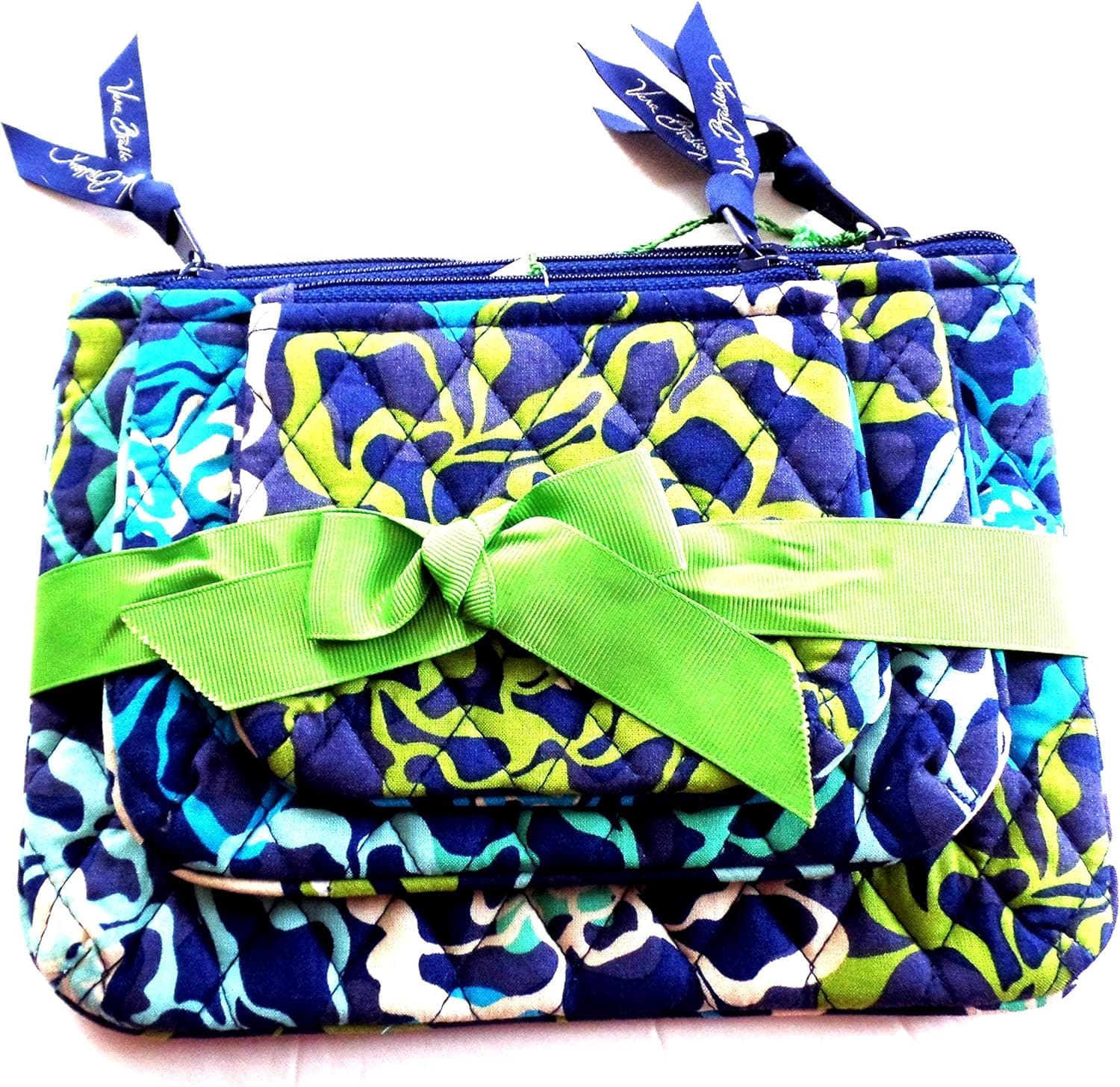 Vera Bradley Cosmetic Trio Katalina Blues Set of 3 with Solid Blue Lining