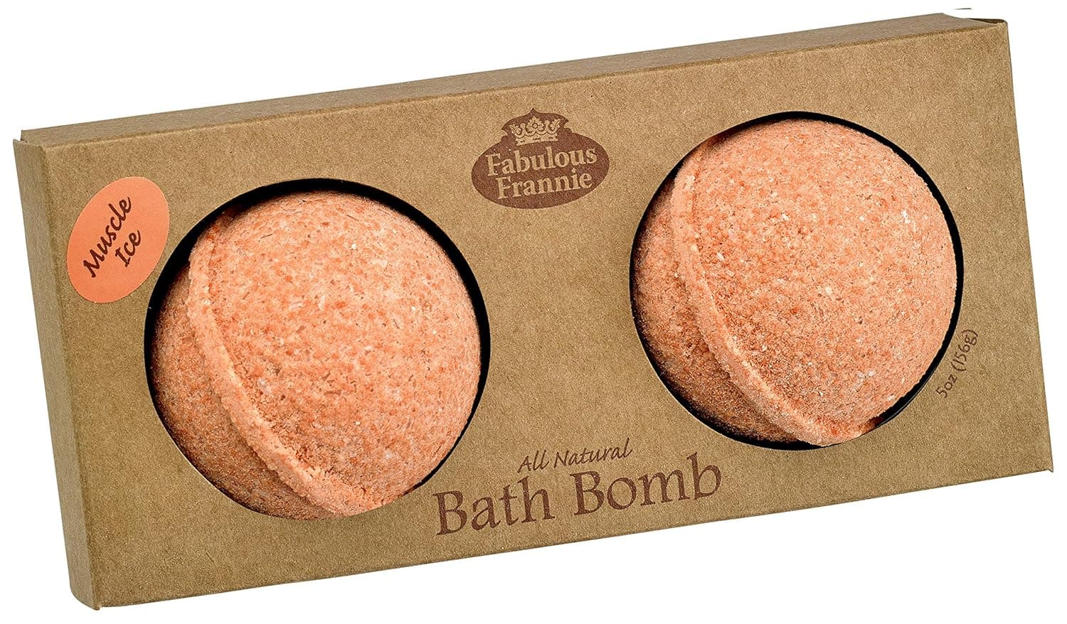 Fabulous Frannie Muscle Ice Natural, Handmade Bath Bomb Gift Set, Rich in Essential Oil, Salt, Coconut Oil, Witch Hazel,Fizzies to Moisturize Skin 2 pk 2.5oz each