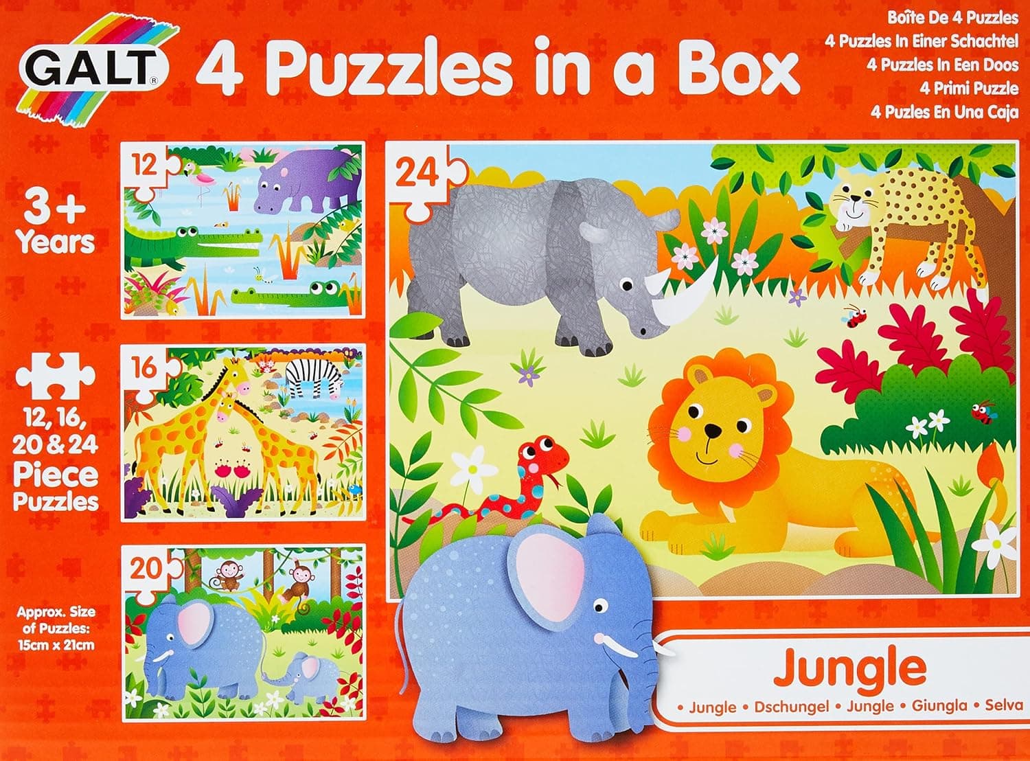Galt Toys, 4 Puzzles in A Box - Jungle, for Ages 36