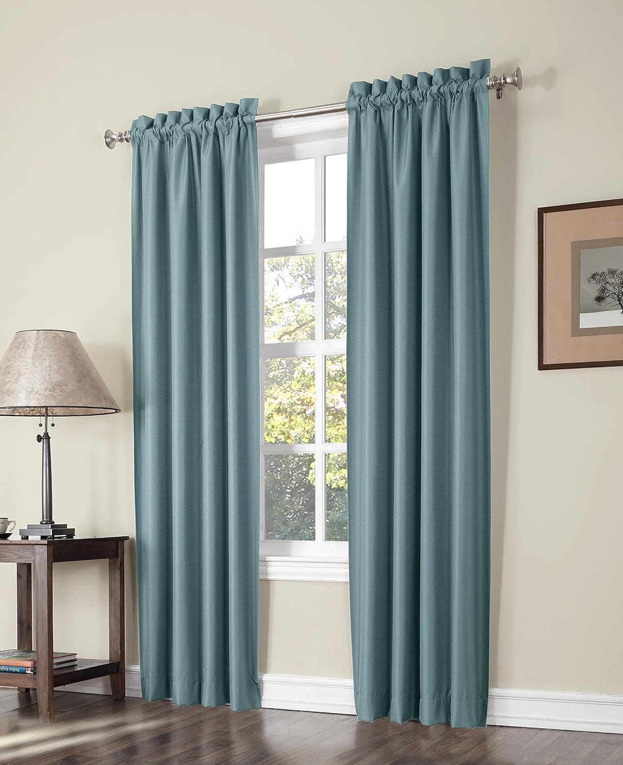 Paula 2-pack Rod Pocket Curtain Panel Pair, 37" x 63", Mineral