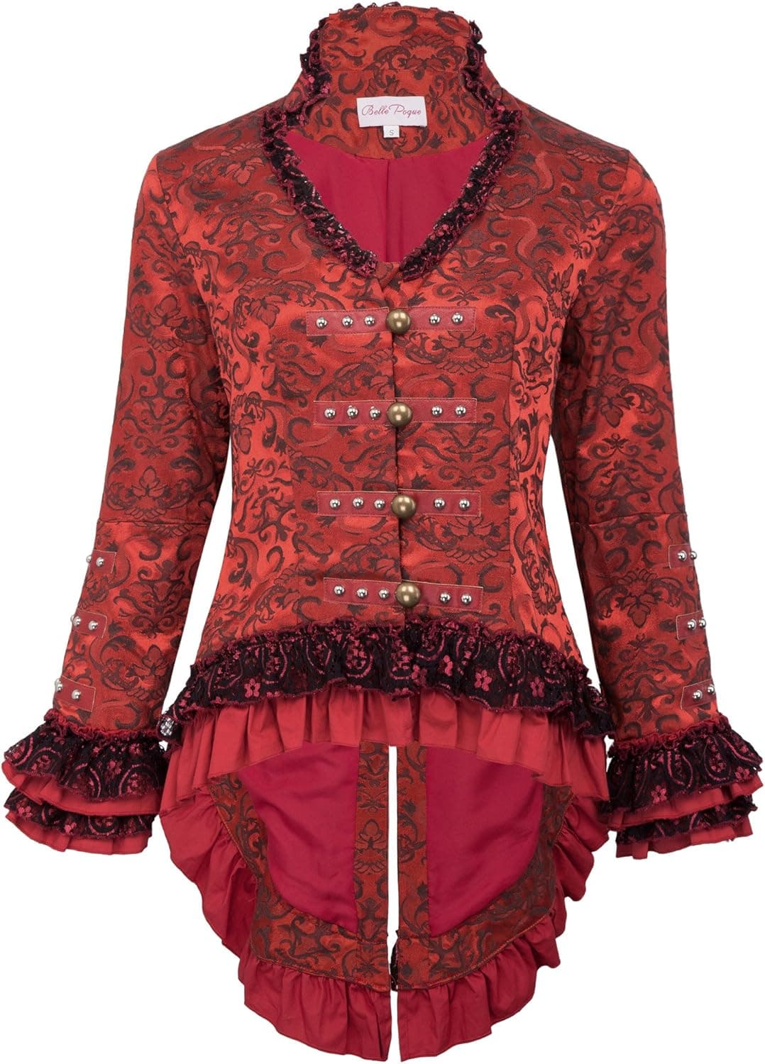 Womens Red Steampunk Jacket Victorian Tailcoat Red 2XL