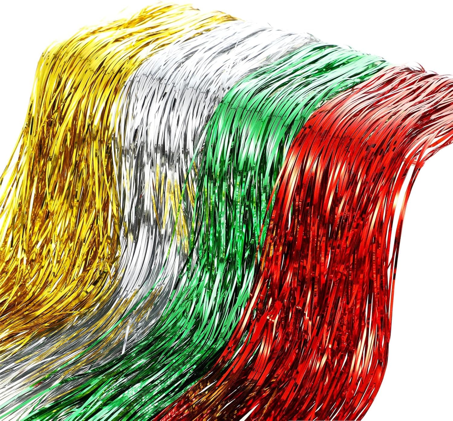 8000 Pieces Christmas Tinsel Silver Tinsel Christmas Icicles for Tree Tinsel Icicles for Christmas Tree Strand Icicles Red Gold Green Metallic Icicle Streamer for Anniversary Hanging Party Decorations