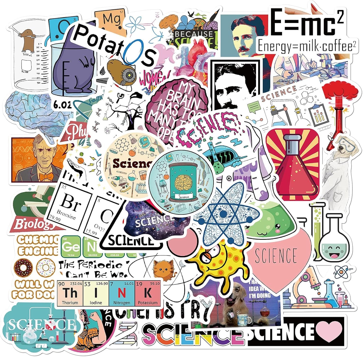 50 PCS Physical Chemistry Laboratory Science Stickers for Water Cup, Learning Stickers for Water Bottles Book Laptop