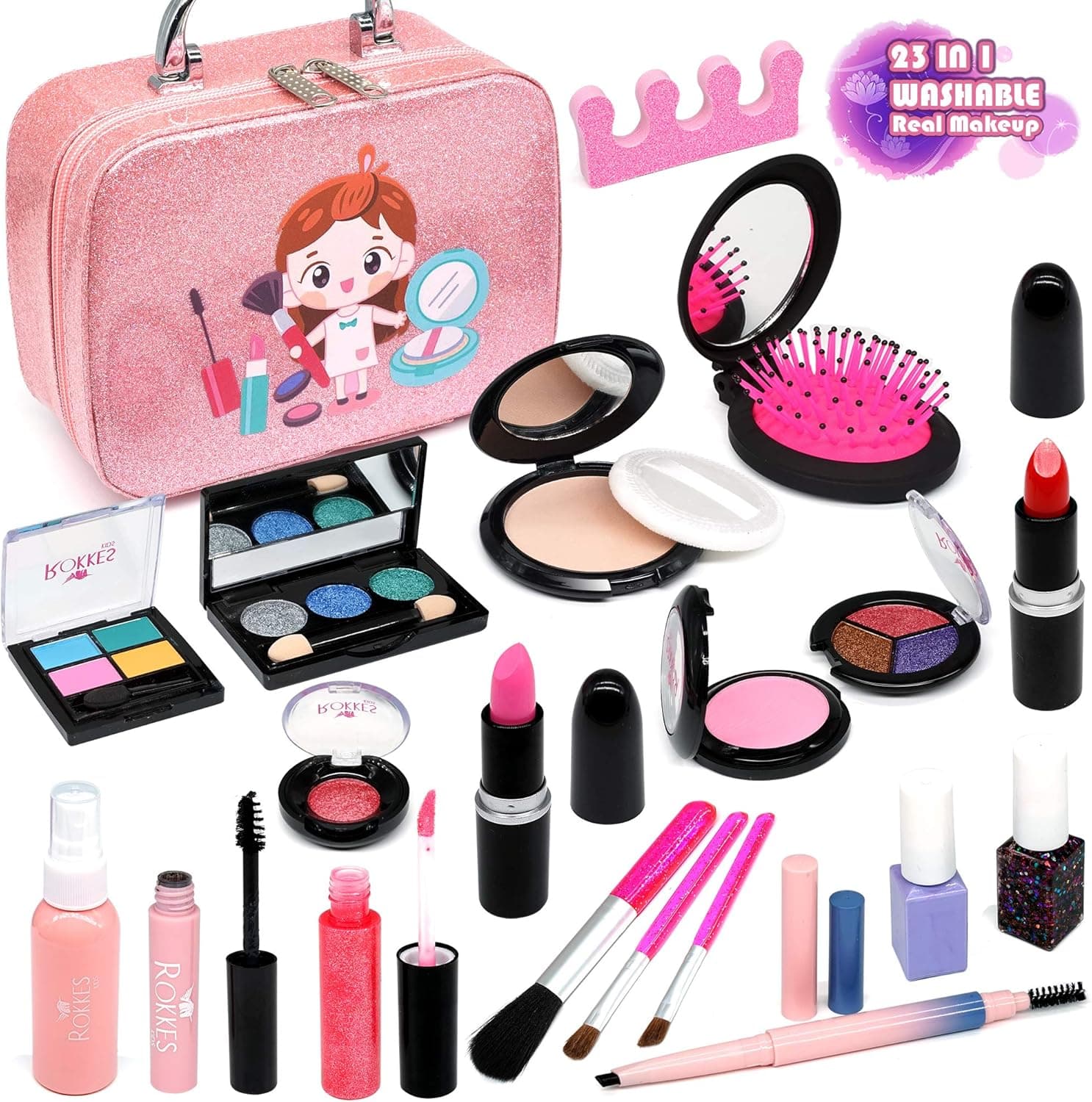 Enjoybot Girls Makeup kit Toy Kids - 2021 Newest 23PCS Kids Makeup Kit for Girls ,Real Kids Makeup Toys , Washable Dress up Mermaid Real Makeup Toys. Best Girl Gifts for 3/4/5/6/7