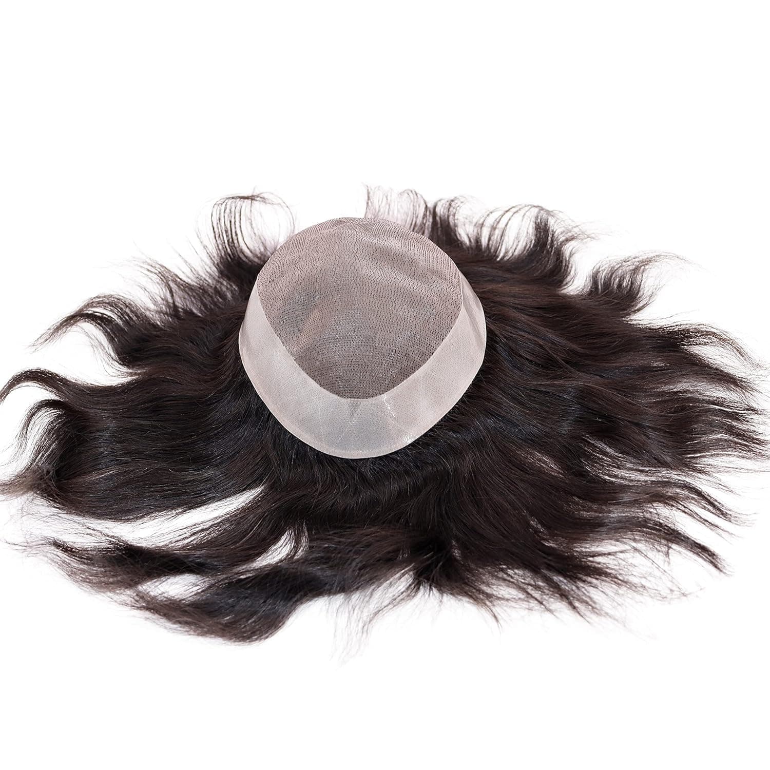 Lishy Toupee for Men 7”x9” European Virgin Human Hair Replacement Systems Men’s Hairpiece Mono Lace Top with Durable PU 7inchx9inch