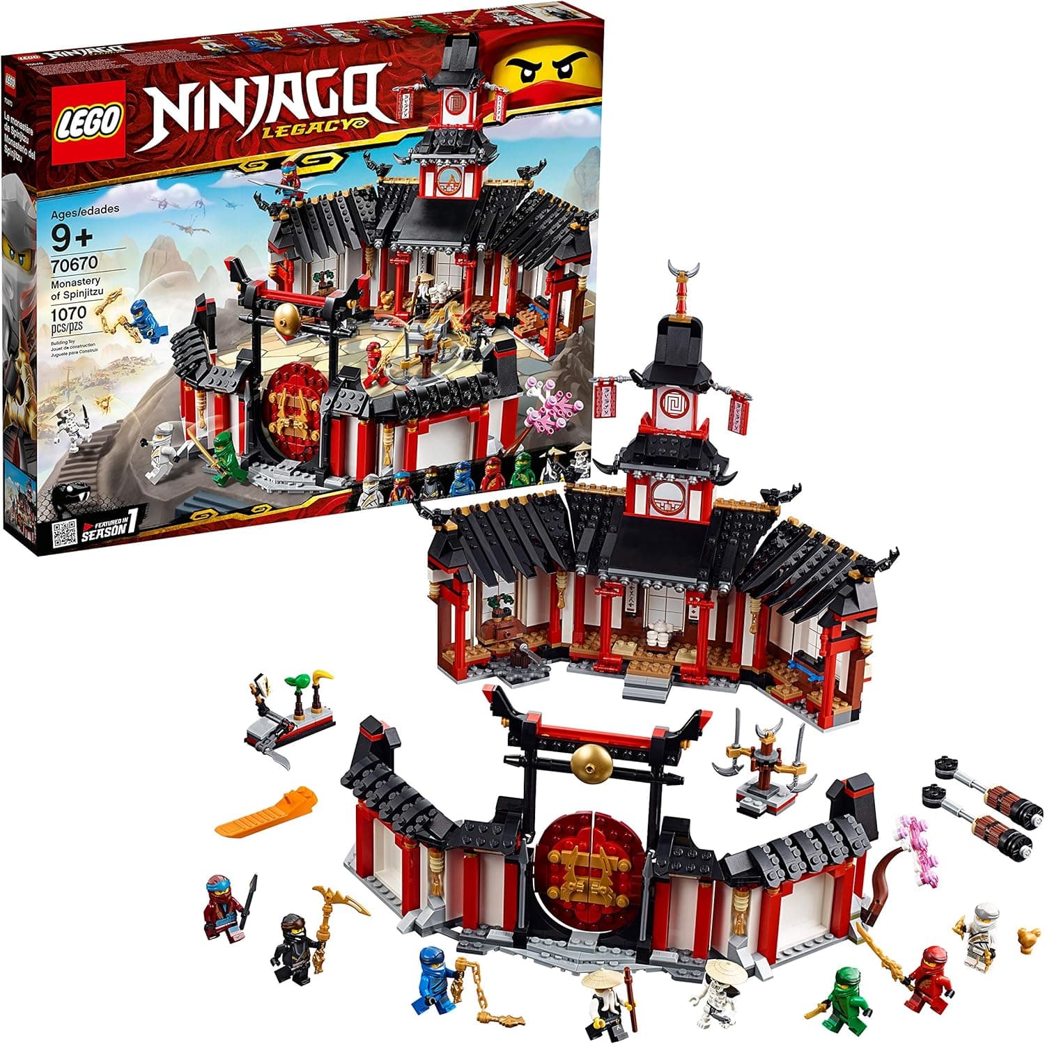 LEGO NINJAGO Legacy Monastery of Spinjitzu 70670 Battle Toy Building Kit Includes Ninja Toy Weapons and Training Equipment for Creative Play (1,070 Pieces)