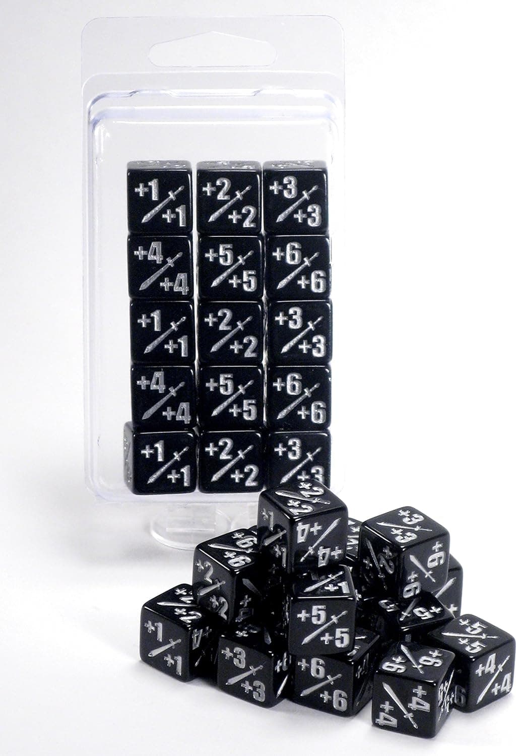 Hedral Mega Pack! Premium MTG +1/+1 Counter Dice D6 Polyhedral- 15 Die Bundle - Black with Silver Ink Magic: The Gathering TCG CCG