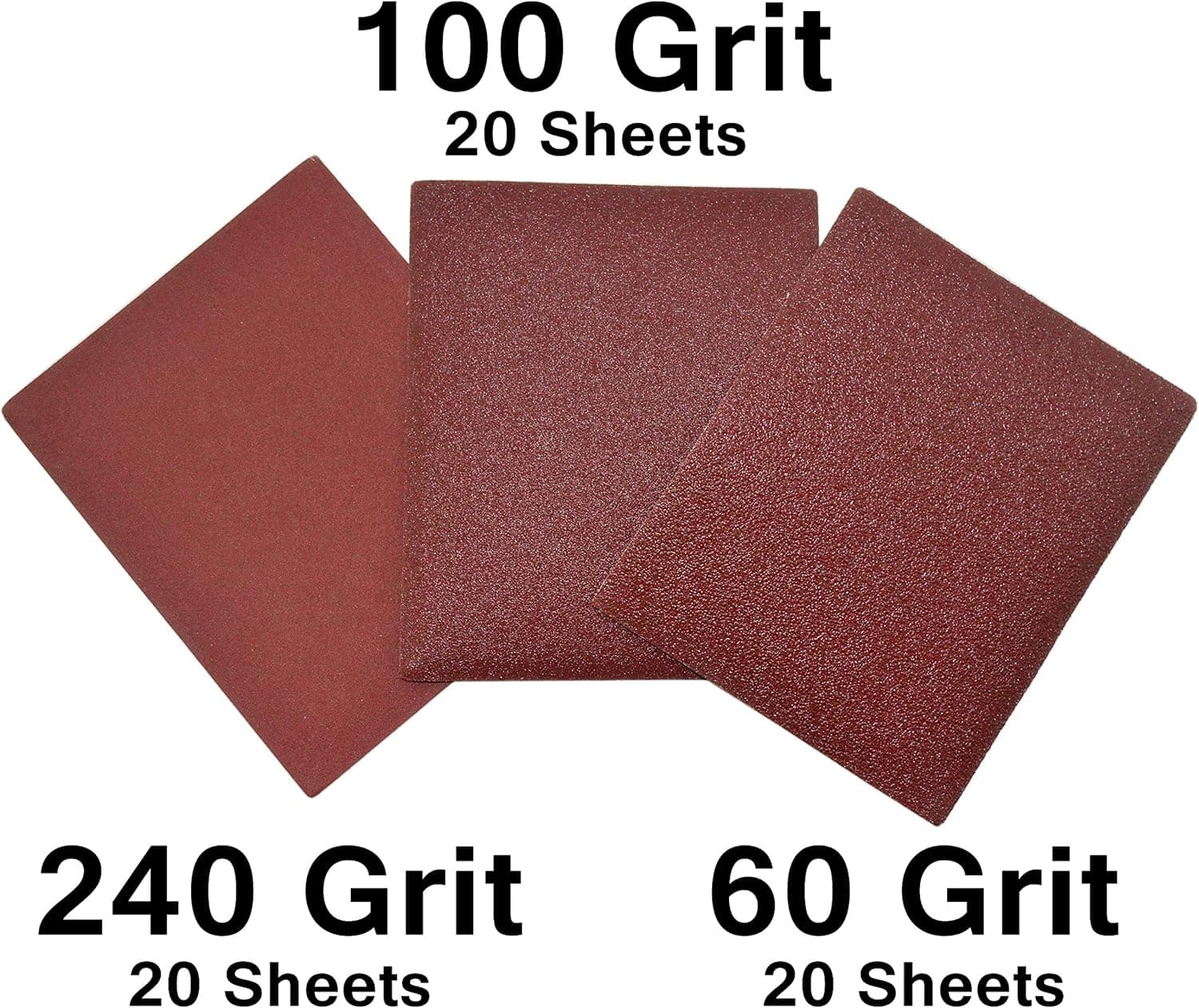 60 Sandpaper 1/4 Sheets for Palm Sanders - Includes 20 of 60 Grit, 20 of 100 Grit, and 20 of 240 Grit by SciencePurchase