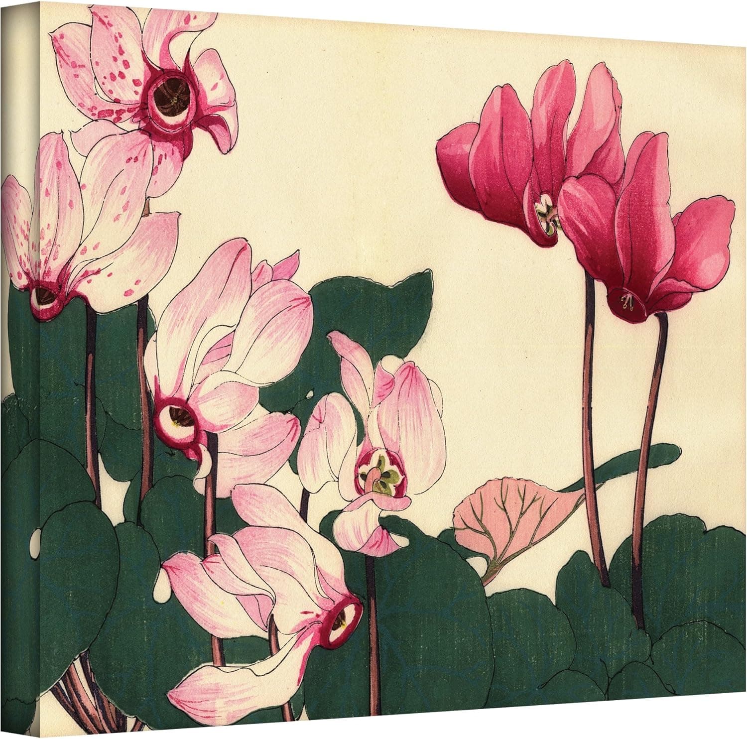 ArtWall 20 by 24-Inch Japanese Woodblock Pink Petunias Reproduction Gallery Wrapped Canvas Art