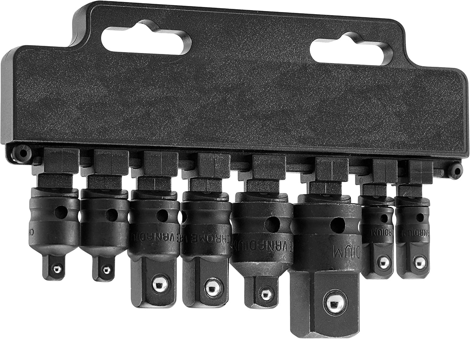 MacWork 8 Piece Impact Socket Adapter Set with rack SAE, 1/4” 3/8” 1/2” Dr.(F),1/4” 3/8” 1/2” 3/4”Dr. (M)