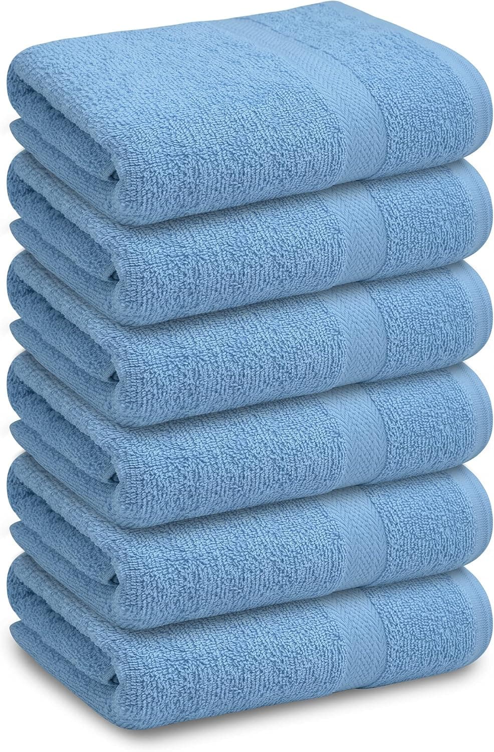 SOFTCOTT Bath Towel Set Aqua Pack of 6 Cotton Terry Towels for Bathroom 22x44 Soft Ring Spun Spa Hotel Gym Shower Bathroom Towels