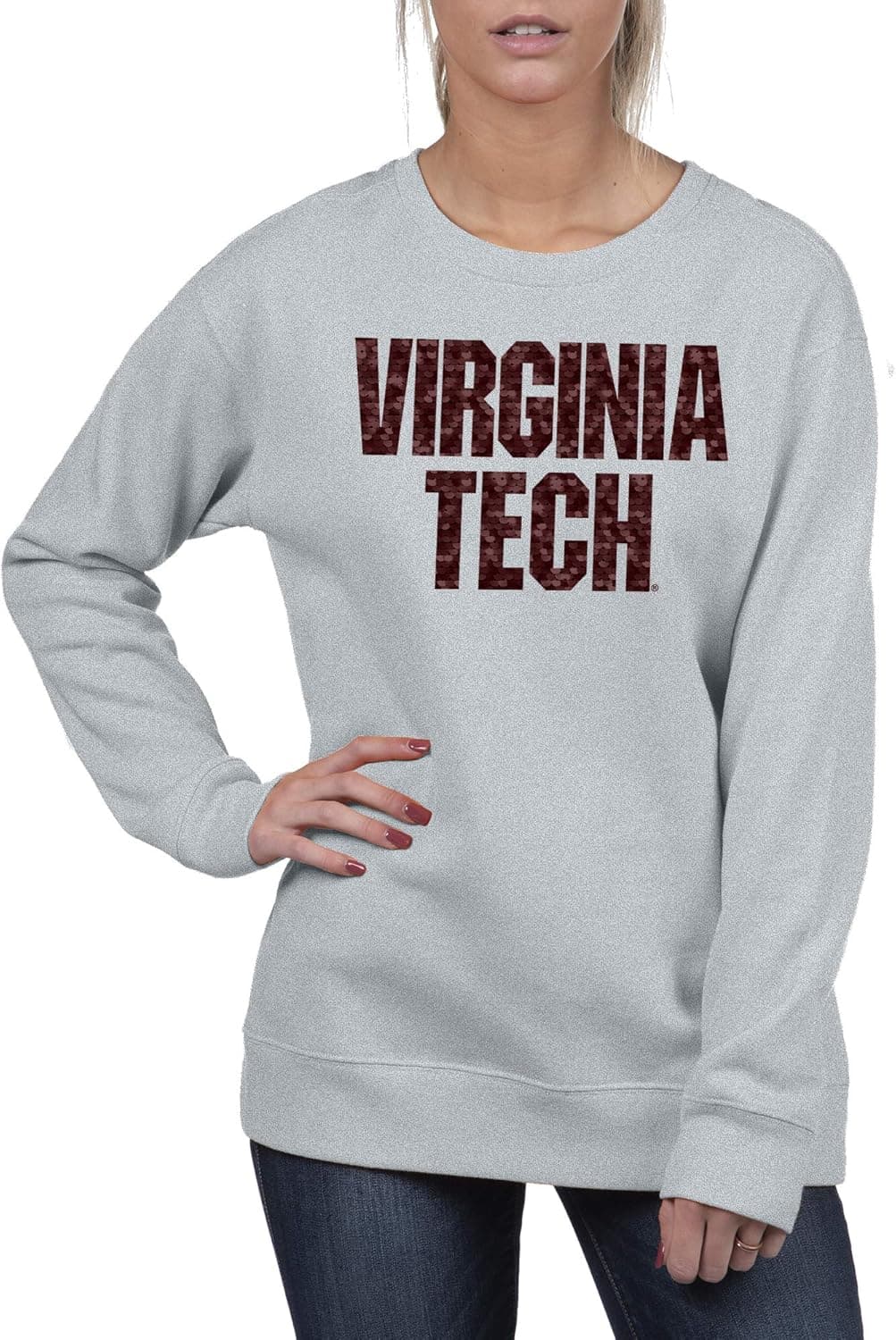 Top of the World Women's Essential Crewneck Fleece Flip Sequins Sweatshirt