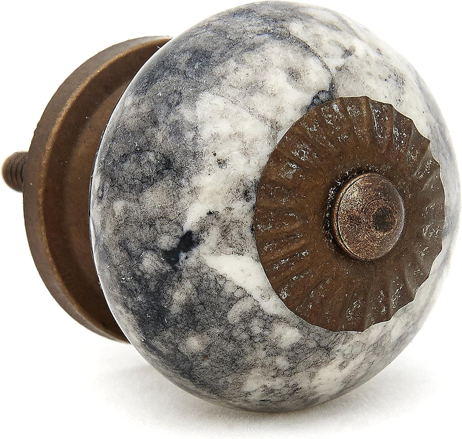 Black Shadow Marble Looking Ceramic Knob Pull for Dresser, Cabinet, Drawer or Door - Pack of 12