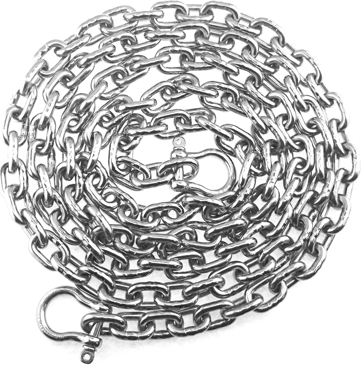 Stainless Steel Windlass 5/16" G4 Anchor Chain 316 25' Long Including 3/8" Bow Shackles