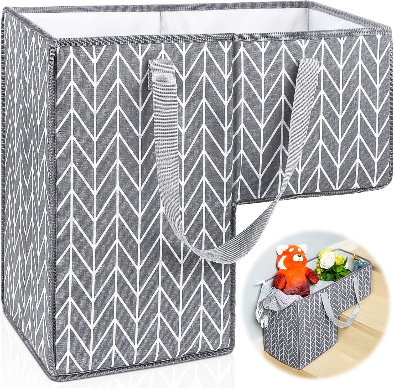 SquidPop stair basket- Stair Baskets for Carpeted Stairs and Wooden Stairs Staircase Basket with Handle Large canvas collapsible stair organizer Stair Step Storage Organizer for Home and Office Decor
