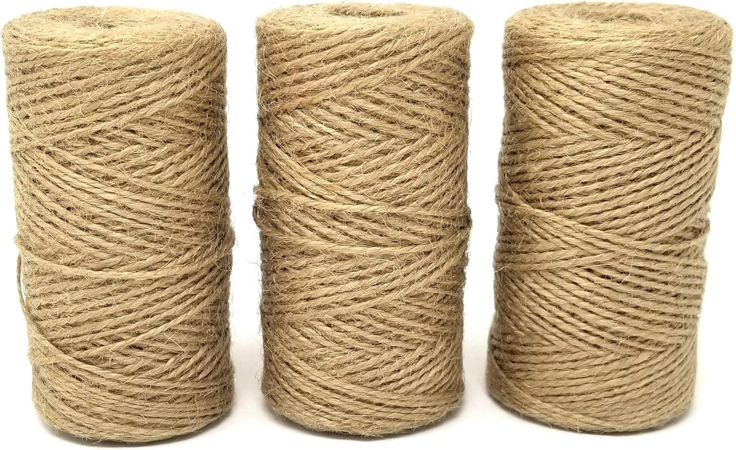 YposHome Natural Jute Twine 934 Feet (2 ply, 3 pcs x 328 Feet) Crafts Art Gift Industrial Packing Rope Materials Jute String DYI Decoration and Gardening Applications (Natural, 3 PC)