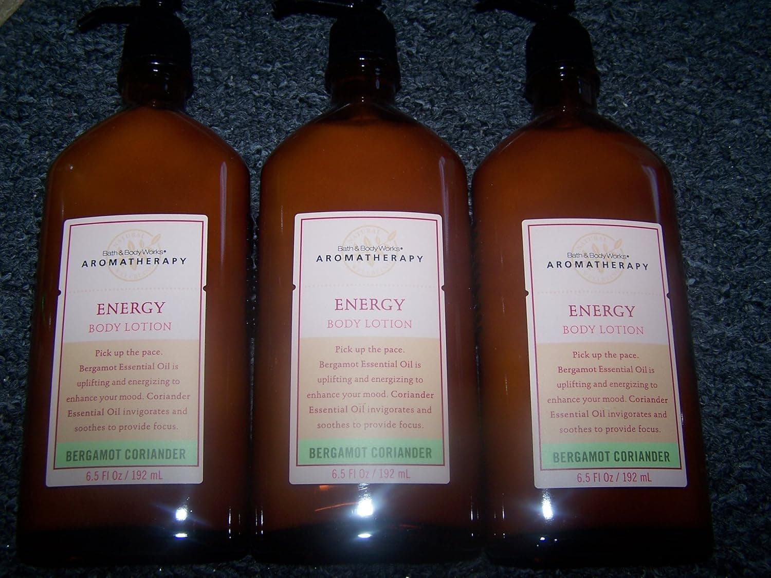 Lot of 3 Bath & Body Works Aromatherapy Energy Bergamot Coriander Body Lotion 6.5 Fl Oz Each (Bergamot Coriander)