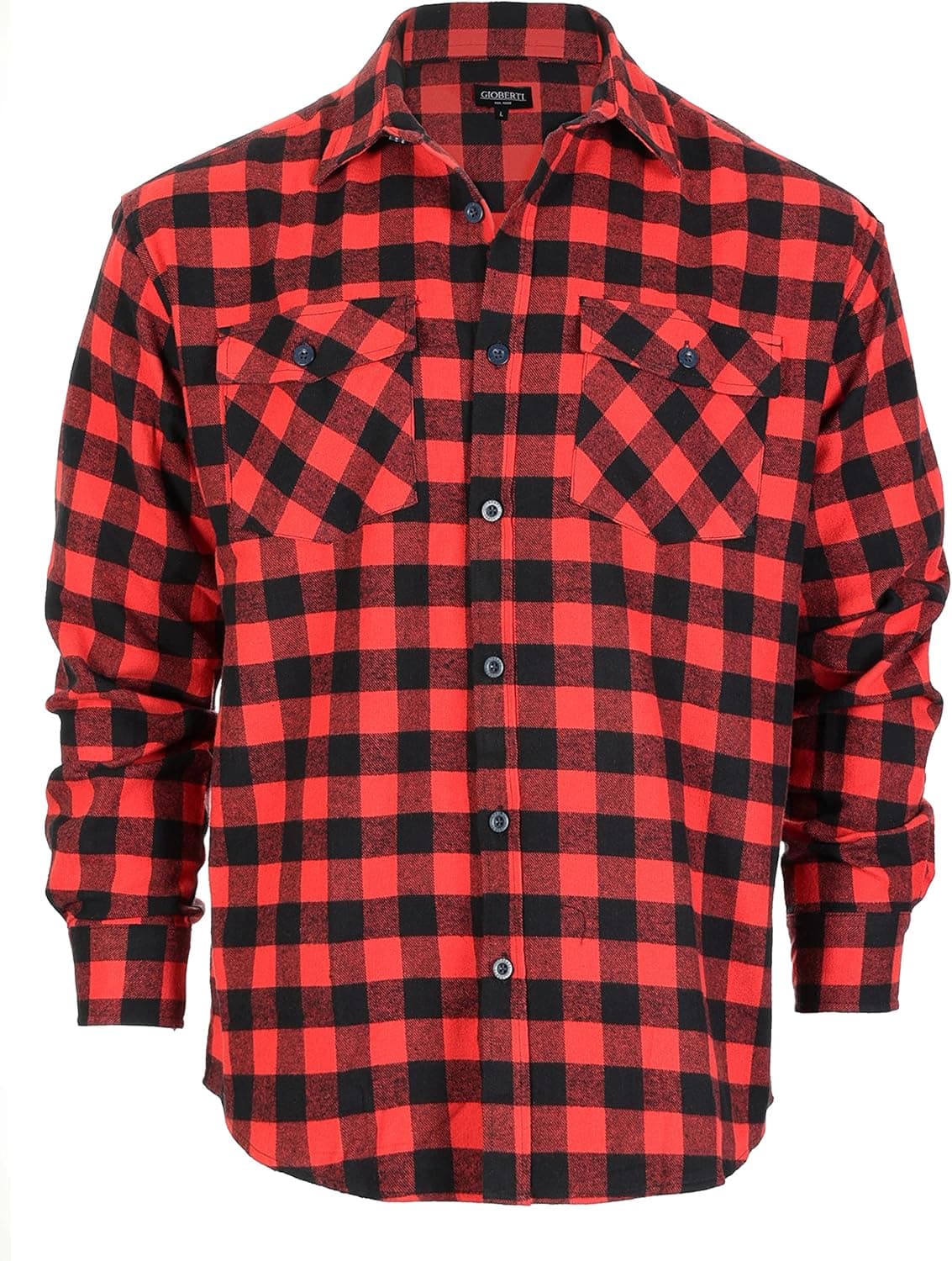 Gioberti Men's Plaid Checkered 100% Cotton Brushed Flannel Shirt