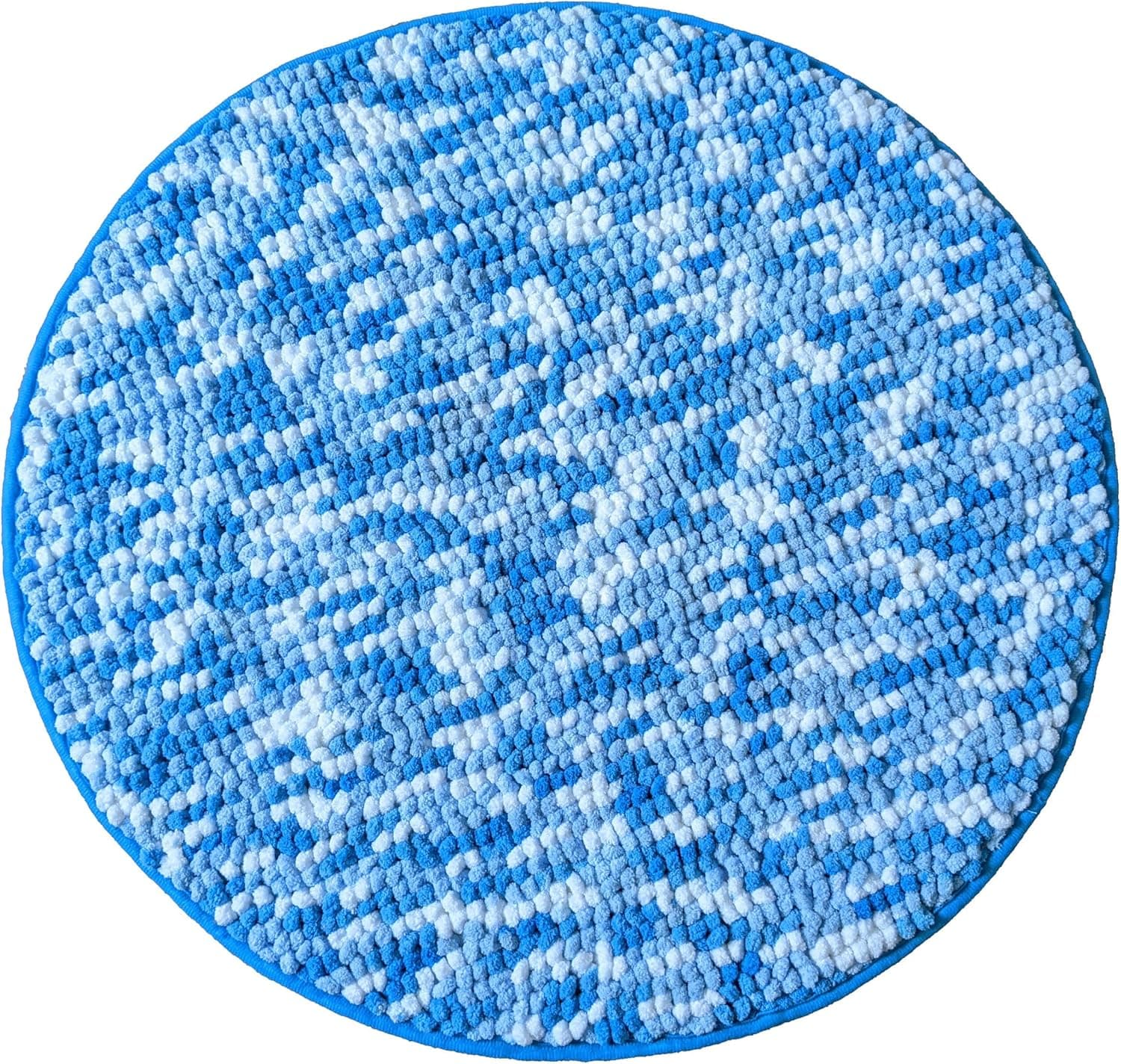 ZuSma Round Bathroom Rug – 2 ft Circular - Comfy, Plush, Soft Looped Chenille - Non-Slip, Water Absorbent & Machine Washable Mat – for Bathroom / Kitchen / Living / Bedroom (Havelock Blue, 24 in)
