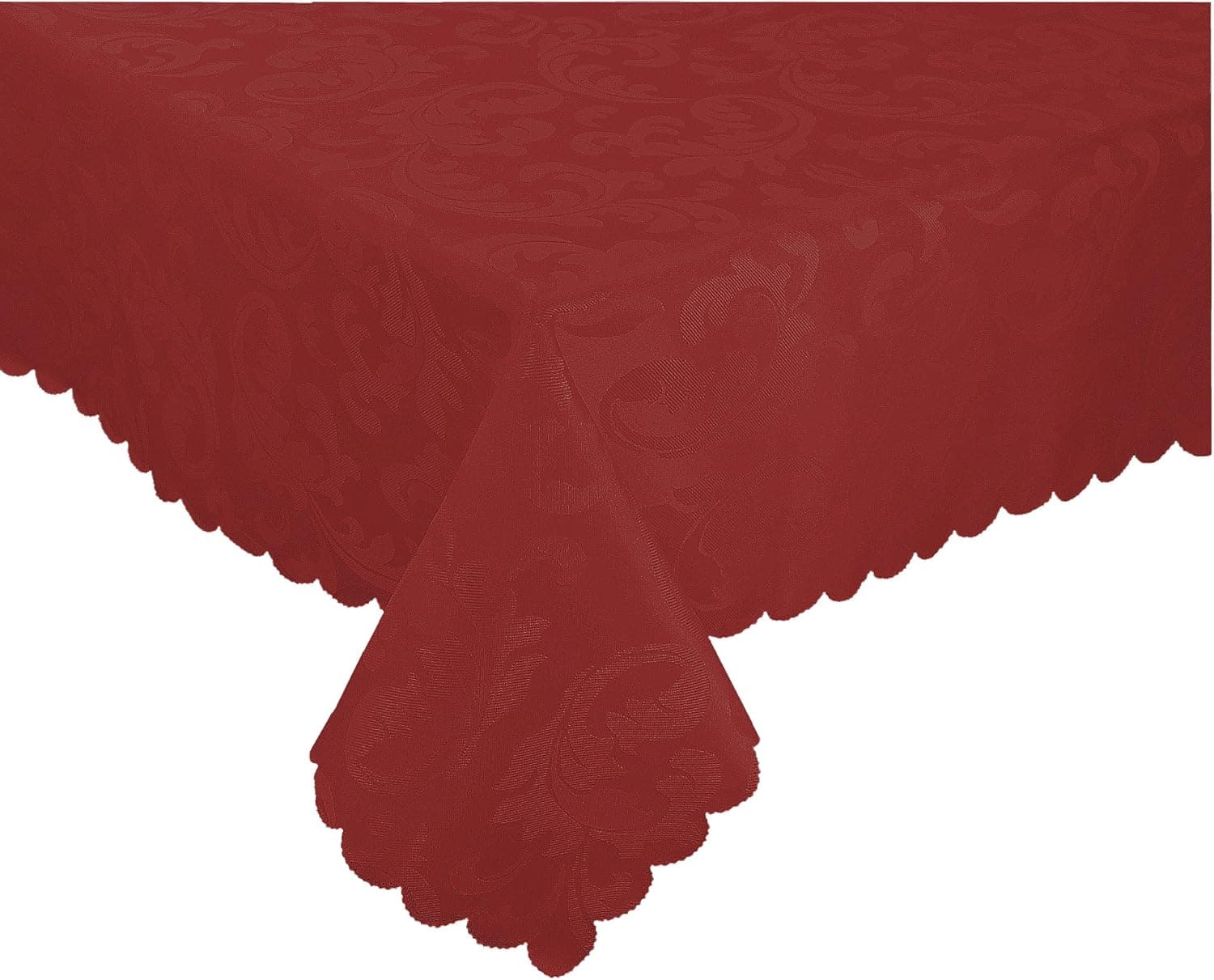 EcoSol Designs Microfiber Damask Tablecloth, Wrinkle-Free & Stain Resistant (60x120, Wine) Foliate