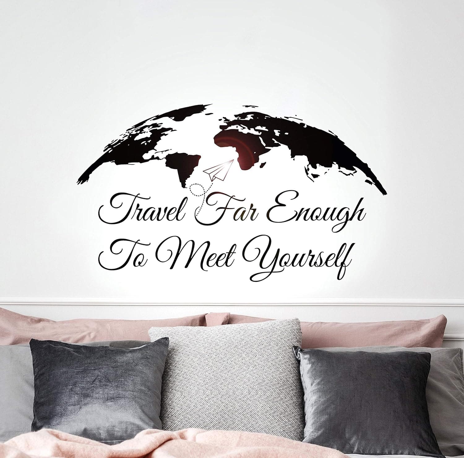 Vinyl Wall Decal World Map Travel Living Room Tourist Agency Stickers Mural 35 in x 20 in gz240