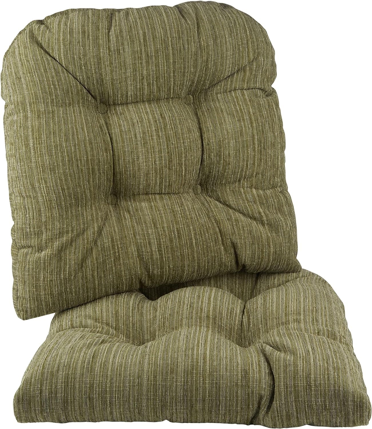 Klear Vu Gripper Overstuffed Universal Non-Slip Dining Chair Cushions for Kitchen Decor or Office Use, U-Shaped Skid-Proof Seat Pad, 17x17 Inches, 2 Count (Pack of 1), Green