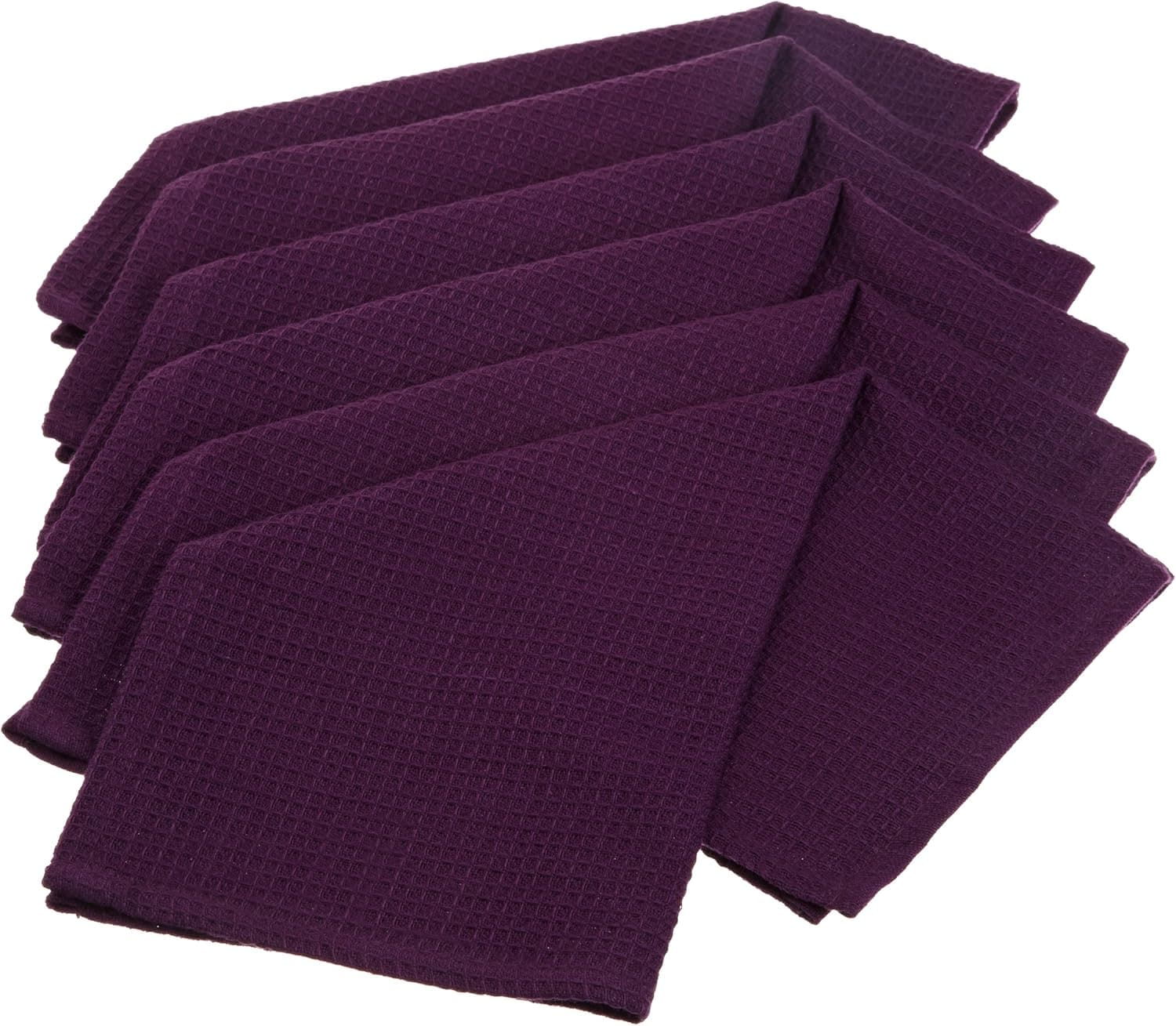 DII 100% Cotton, Oversized Basics Waffle Weave Dishcloth, Set of 6, Eggplant