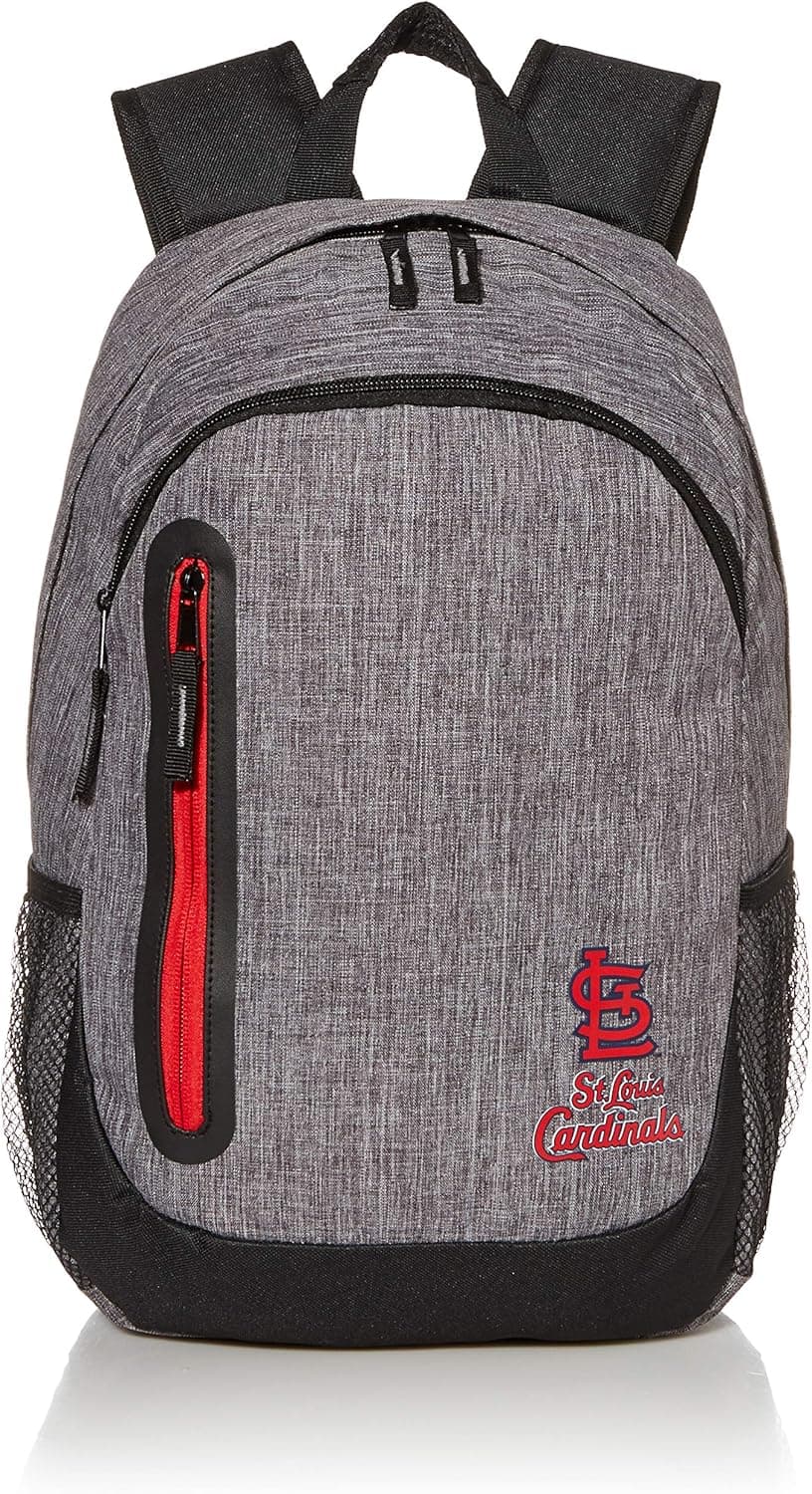 MLB St. Louis Cardinals Men's Heather Grey Bold Color Backpack, Team Color, One Size