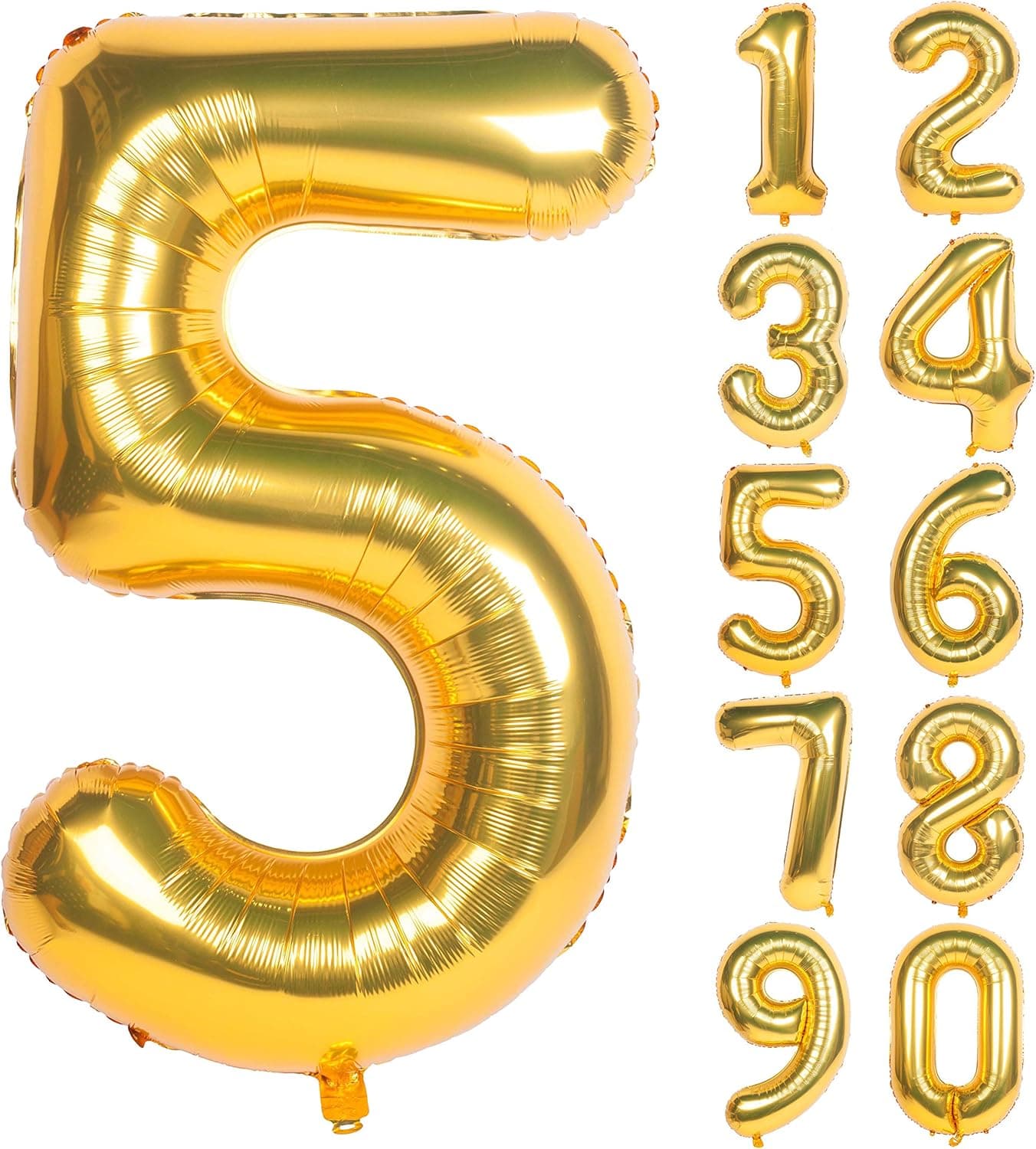 40 Inch Gold Digit Helium Foil Birthday Party Balloons (Gold, Gold 5)