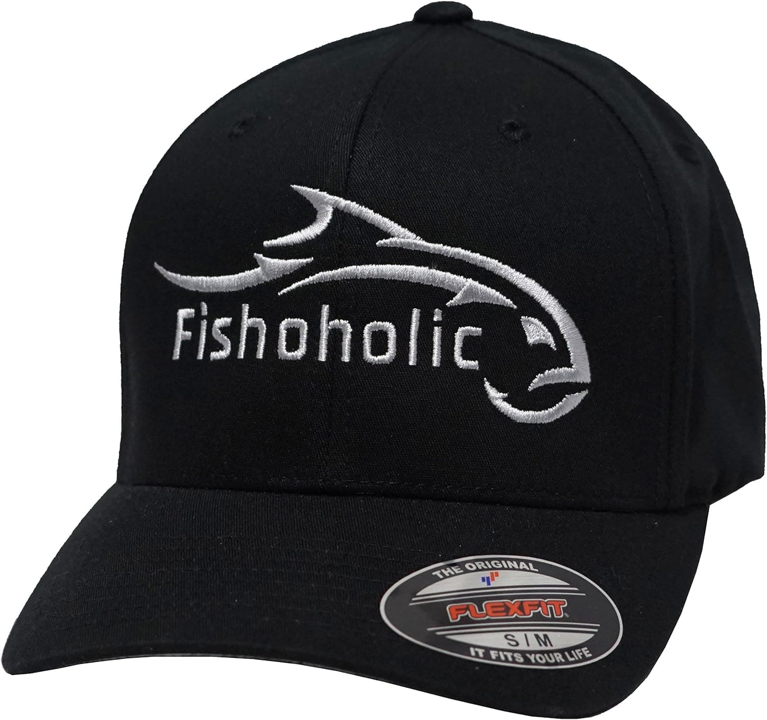 Fishoholic Fishing Hat - 8 Colors & 3 Sizes - Flexfit (R) & Snapback Trucker Make Fishing Gift for Fishaholic Men & Women
