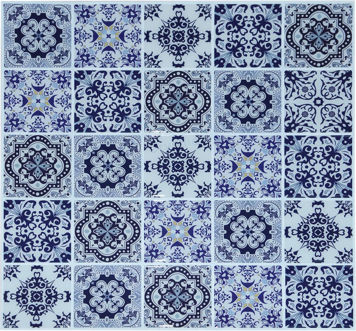 Crystiles 10"x10" Marble Peel and Stick Backsplash, Self-Adhesive Backsplash for Kitchen, Talavera Mexican, 1 Sheet Sample
