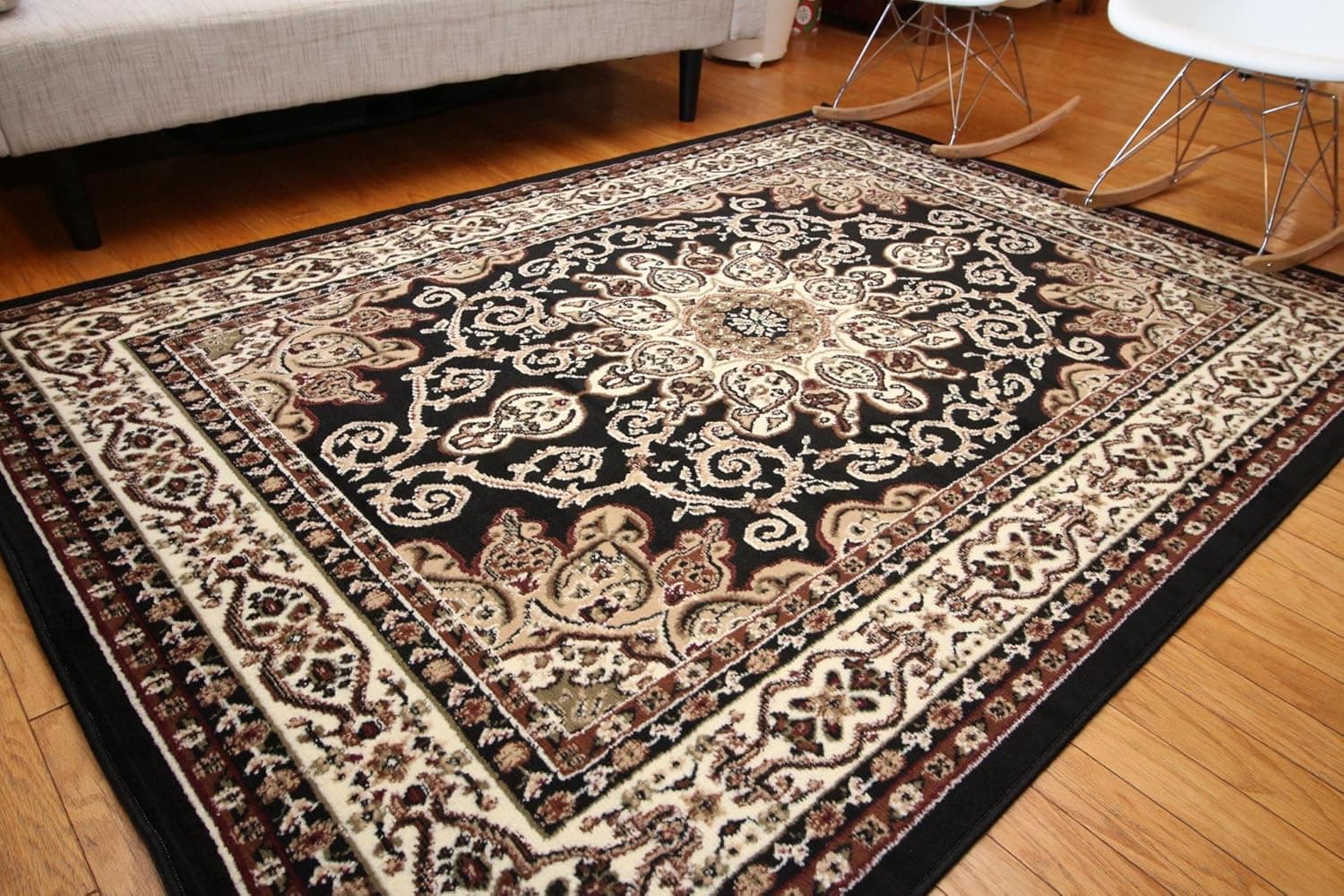Generations New Oriental Traditional Isfahan Persian Area Rugs Rug 8023black 9' x 12'5