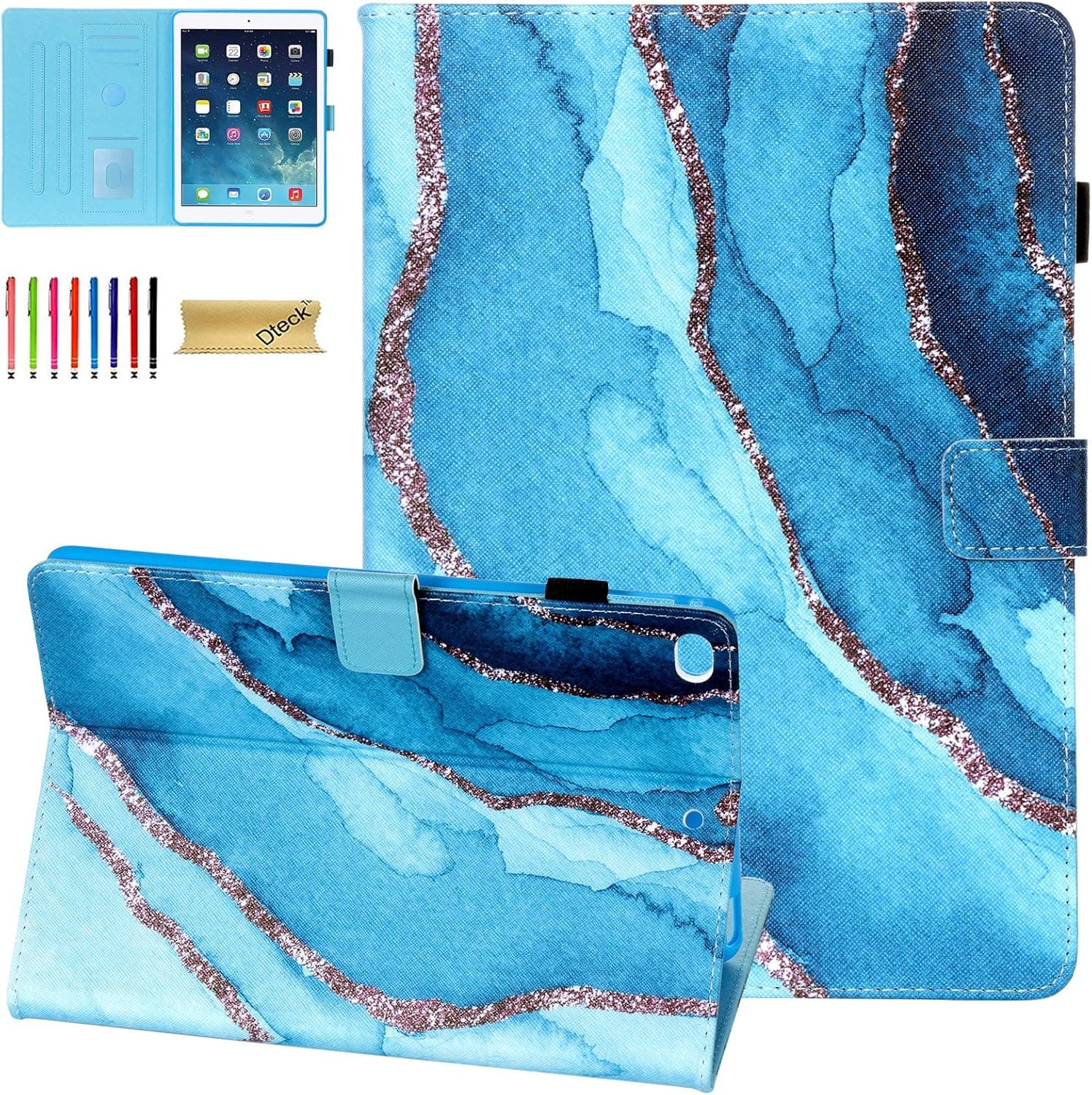 Dteck iPad 9.7 2018/2017 Case, iPad Air 2,iPad Air Case, PU Leather Protective Folio Shell Case, Adjustable Stand Auto Wake/Sleep Smart Case for Apple ipad 6th 5th Gen, ipad Air 1/2, Bronzing Marble