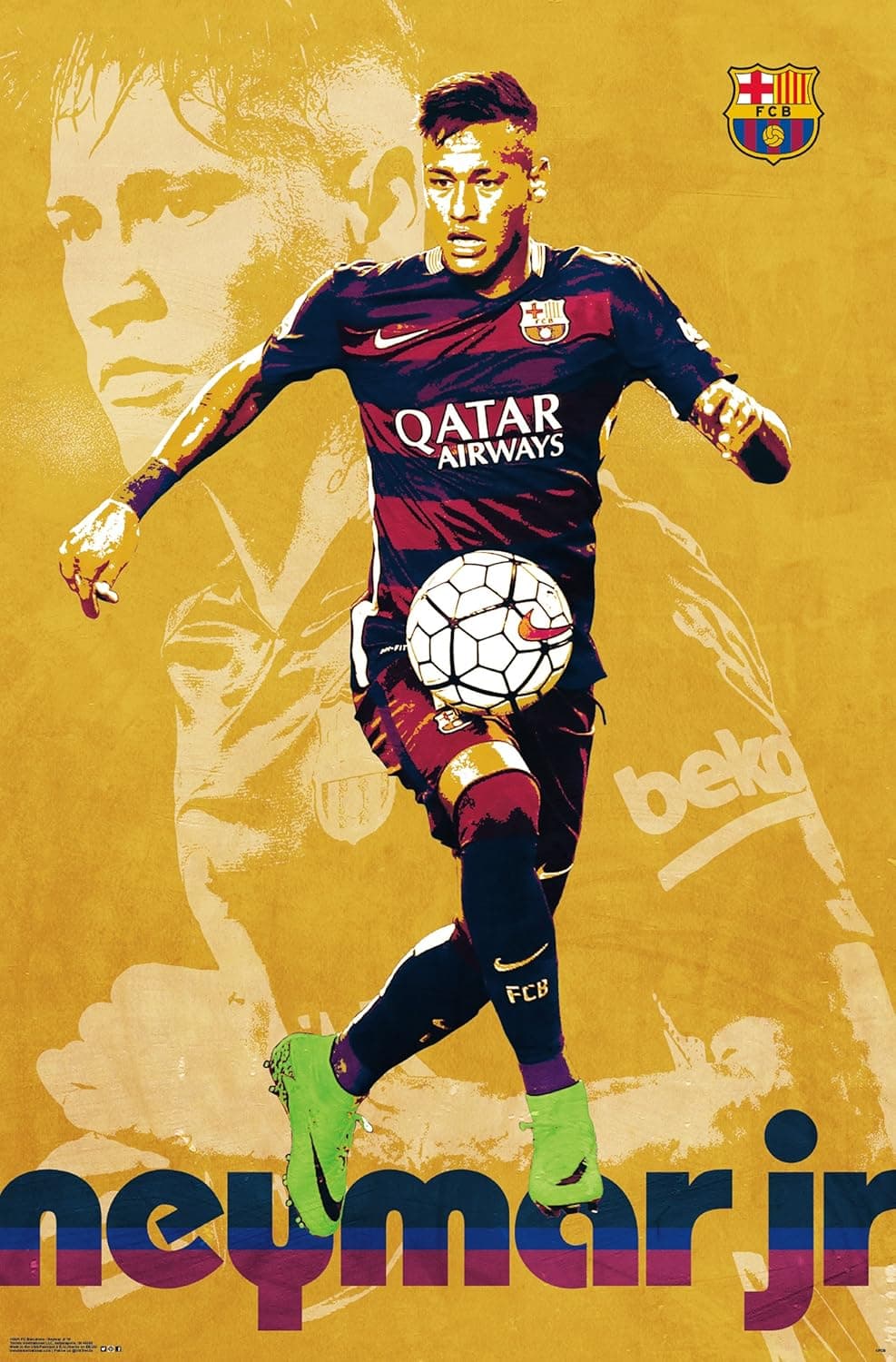 Trends International FC Barcelona Neymar Jr Wall Poster 22.375" x 34"