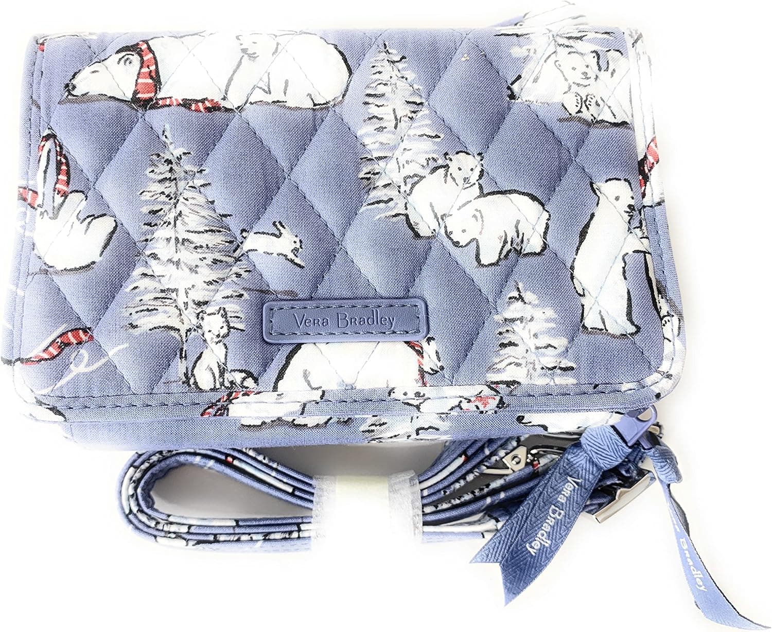 Vera Bradley RFID 3-In-1 Crossbody Wallet Beary Merry Cool Blue