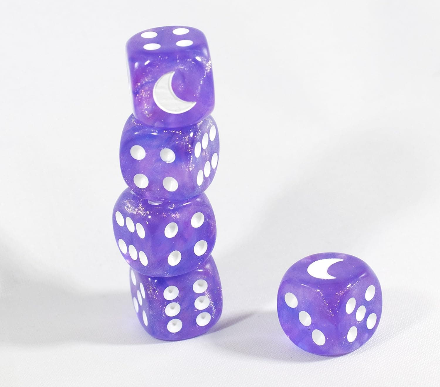 5 Custom Crescent Moon Dice Sparkle Purple Borealis Sky Chessex Magic Rare byBrycesDice
