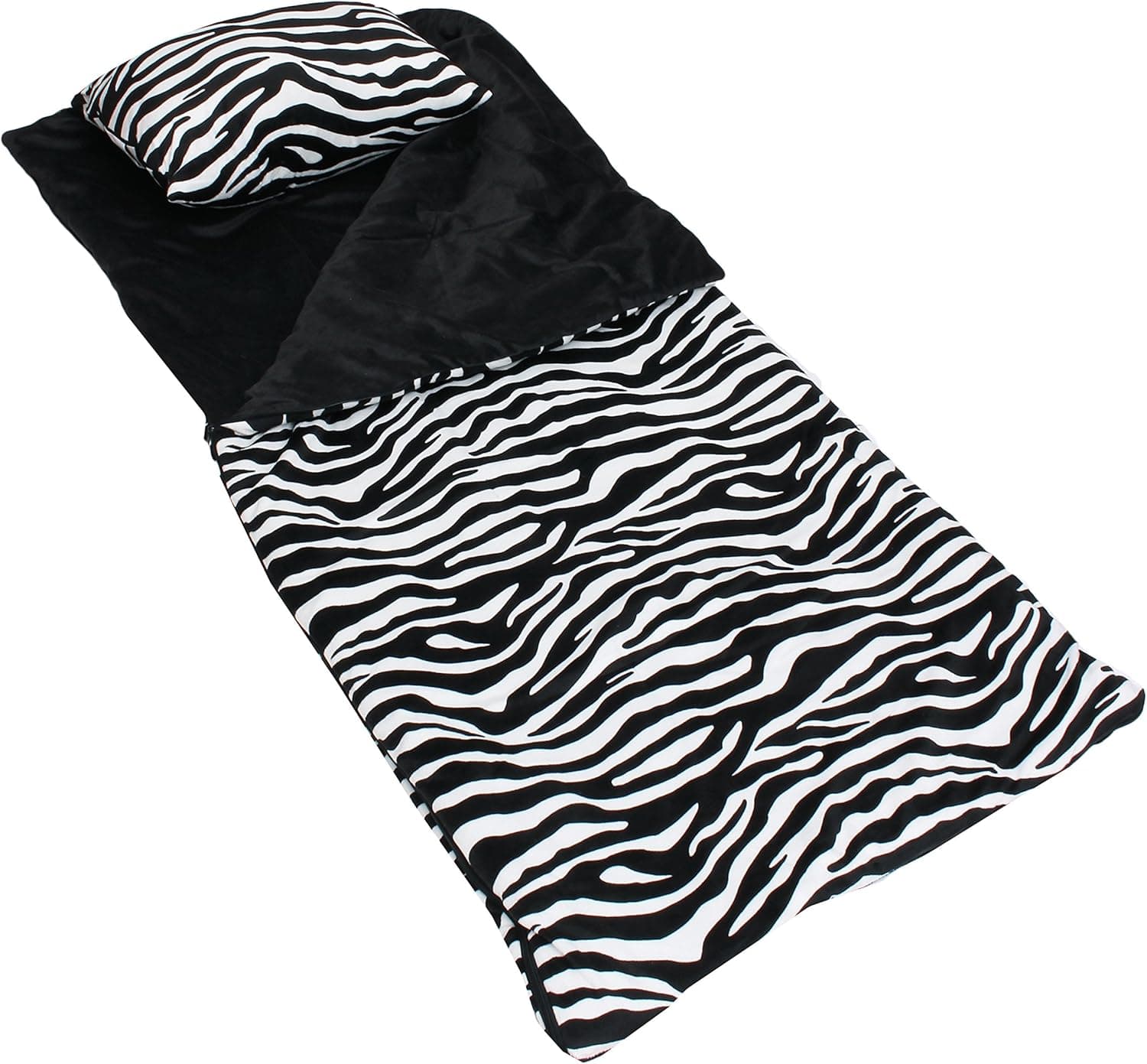 Thro by Marlo Lorenz Zebra Printed Sleeping Bag with Attached Pillow, Black/White