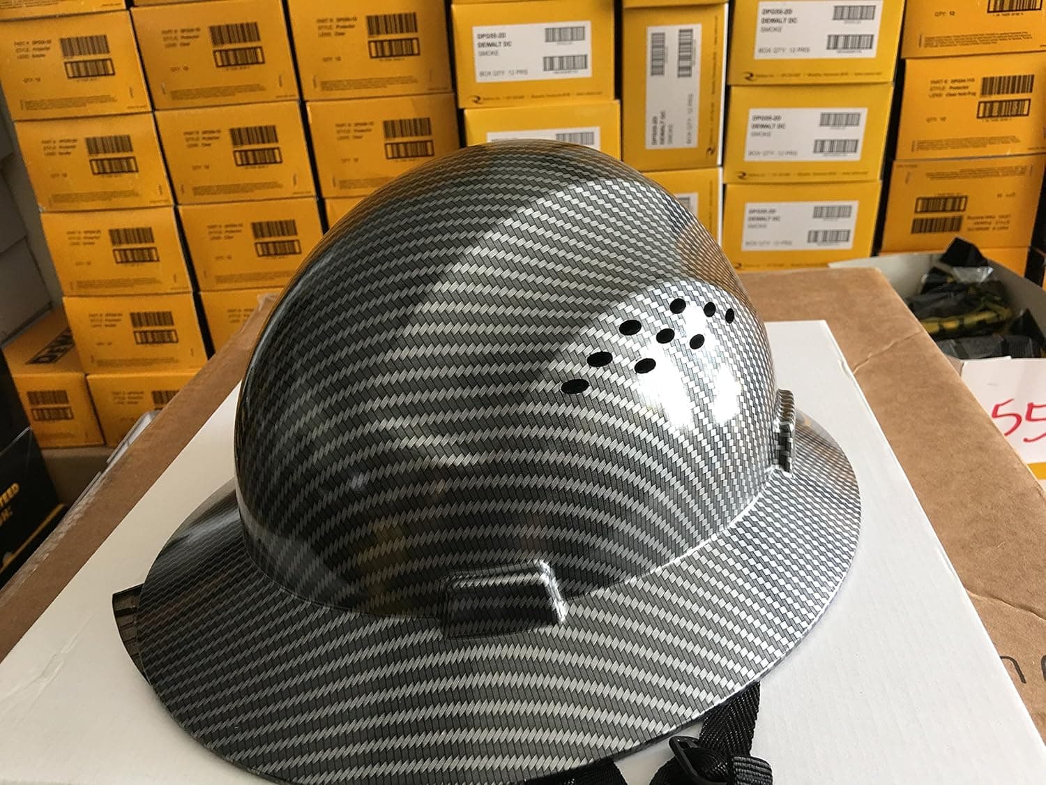 TRUECREST HDPE Hydro Dipped Black Full Brim Hard Hat with Fas-trac Suspension