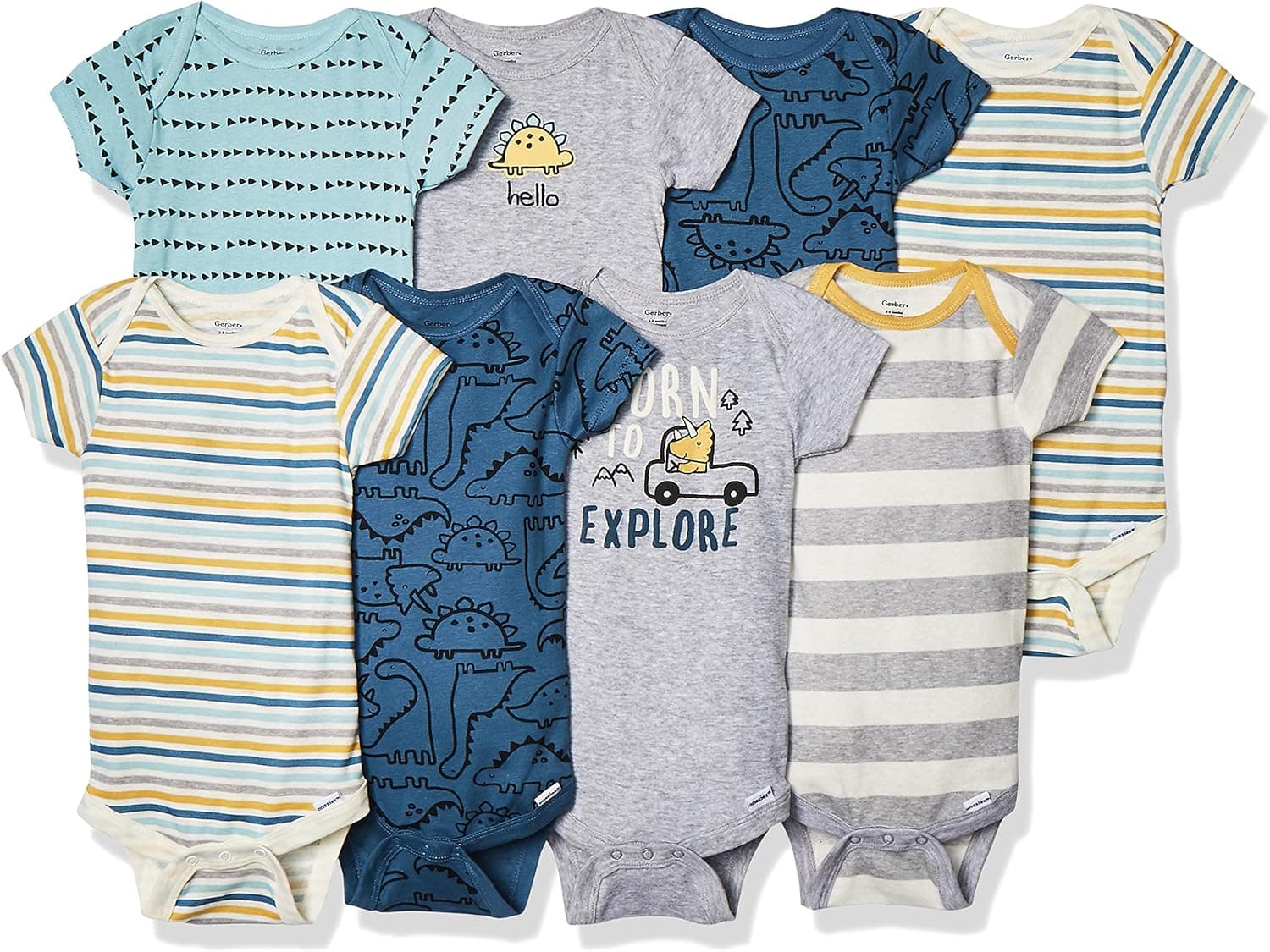 Gerber baby-boys 8-pack Short Sleeve Onesies Bodysuits