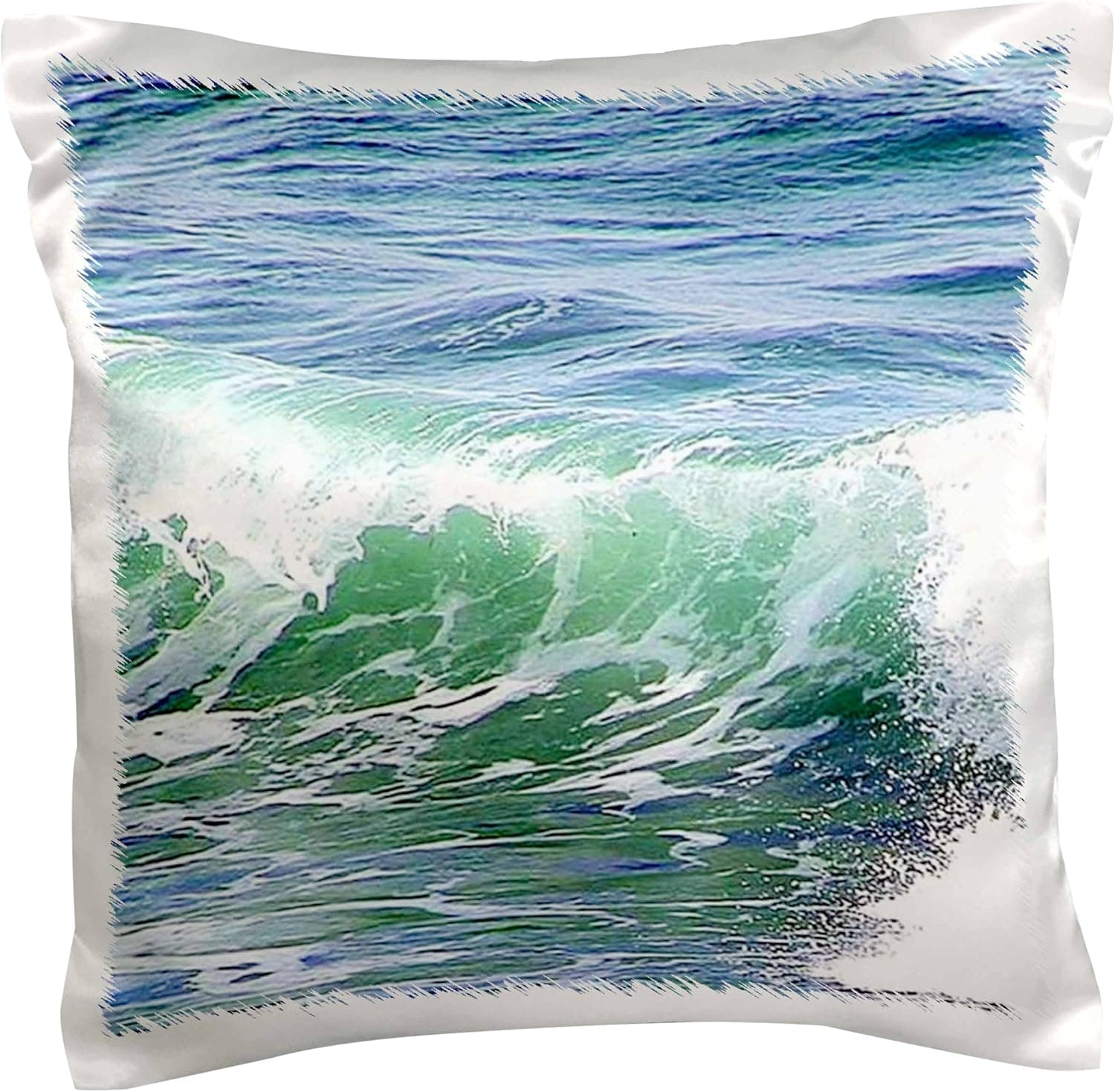 3dRose pc_44845_1 Seafoam Green N Blue Waves n Water - Pillow Case, 16 by 16"