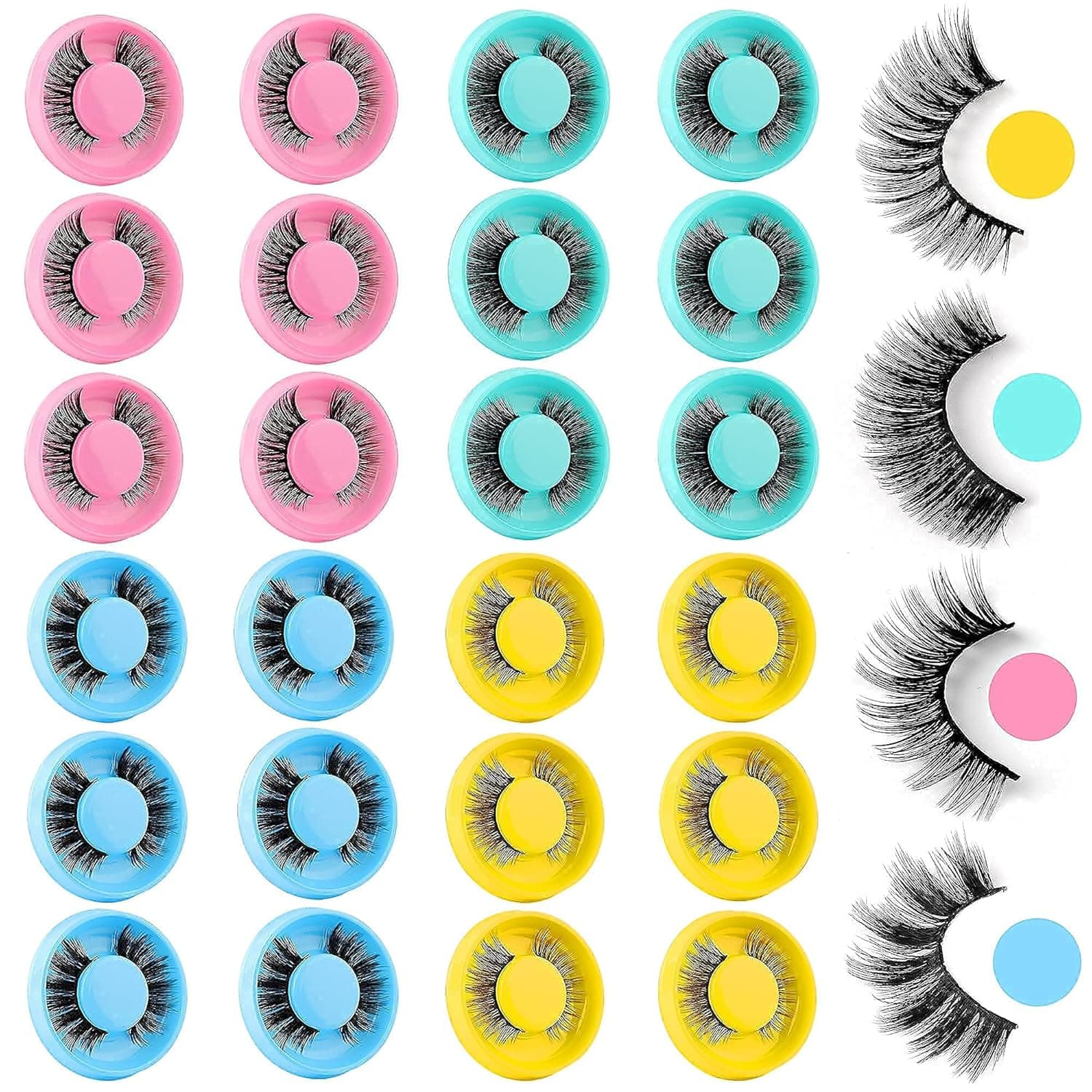24 Pairs Natural False Eyelashes Pack 4 Mixed Styles Wholesale Lashes 3D Lashes Bulk Wtvane Fake Eyelashes Fluffy Reusable Wispies Eye Lashes Full Dramatic Lashes with Portable Boxes
