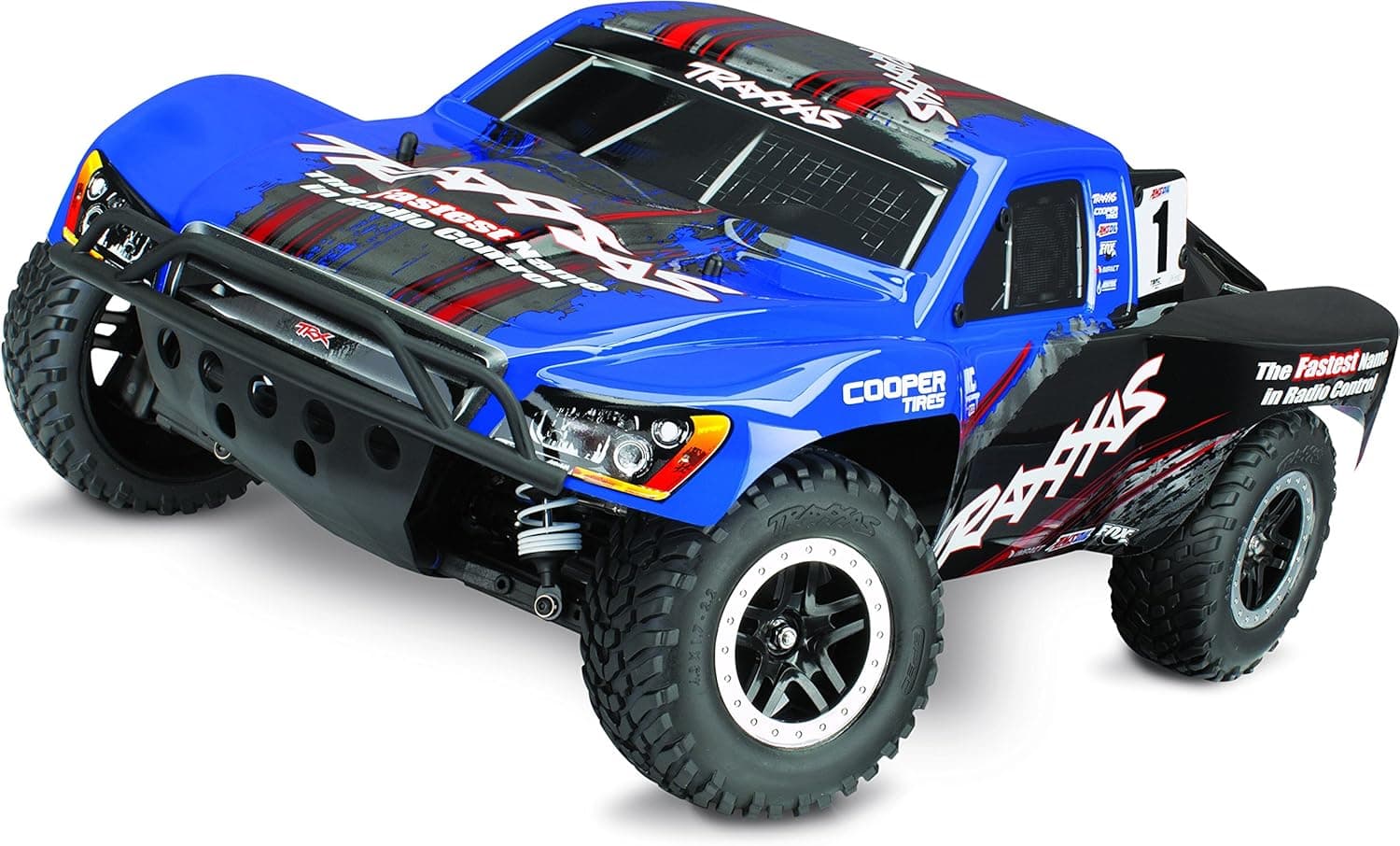 Traxxas Slash 4X4 1/10 Scale 4WD Electric Short Course Truck with Low-CG Chassis, On-Board Audio, and TQi 2.4GHz Radio, Blue