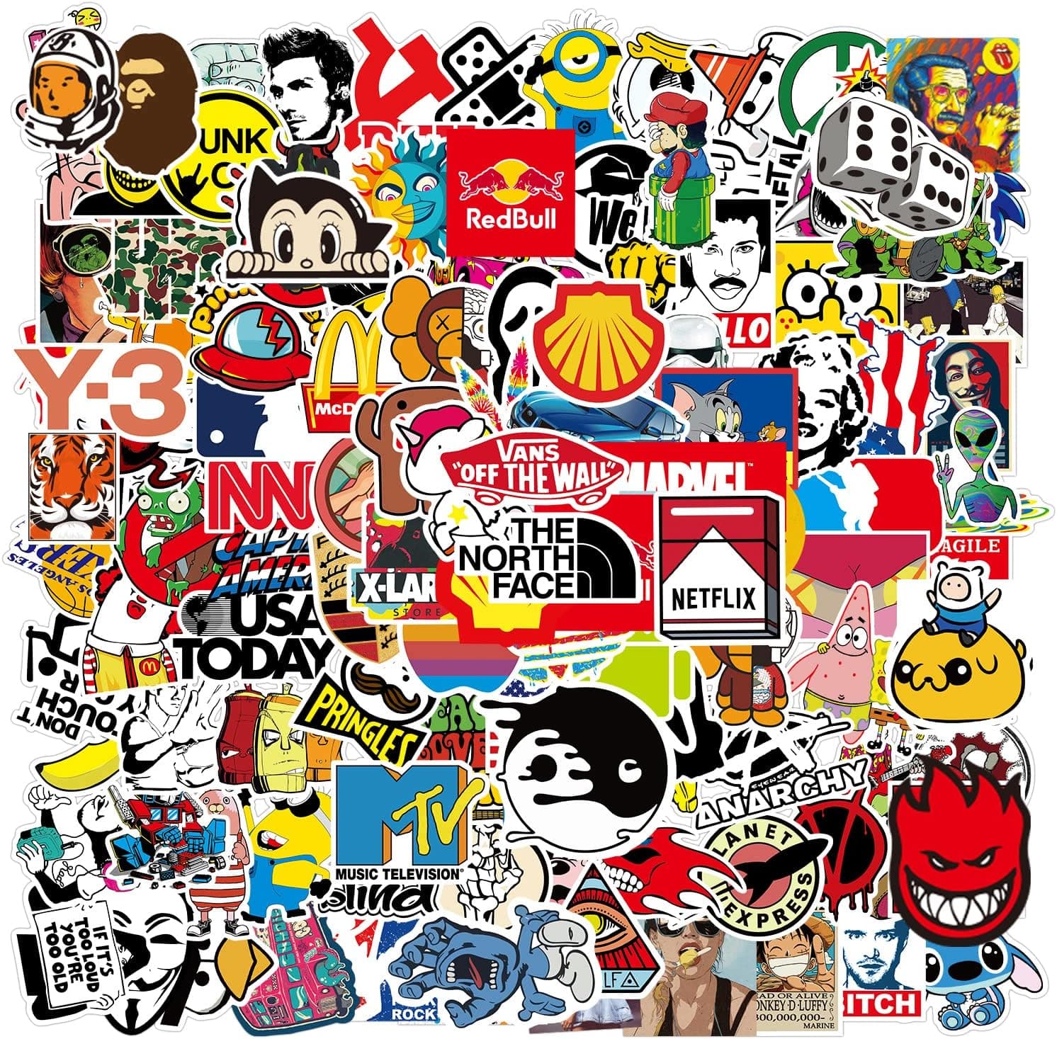 Cool Stickers Pack Random Sticker 106pcs for Laptop Computer Skateboard Helmet Teens Bomb Stickers