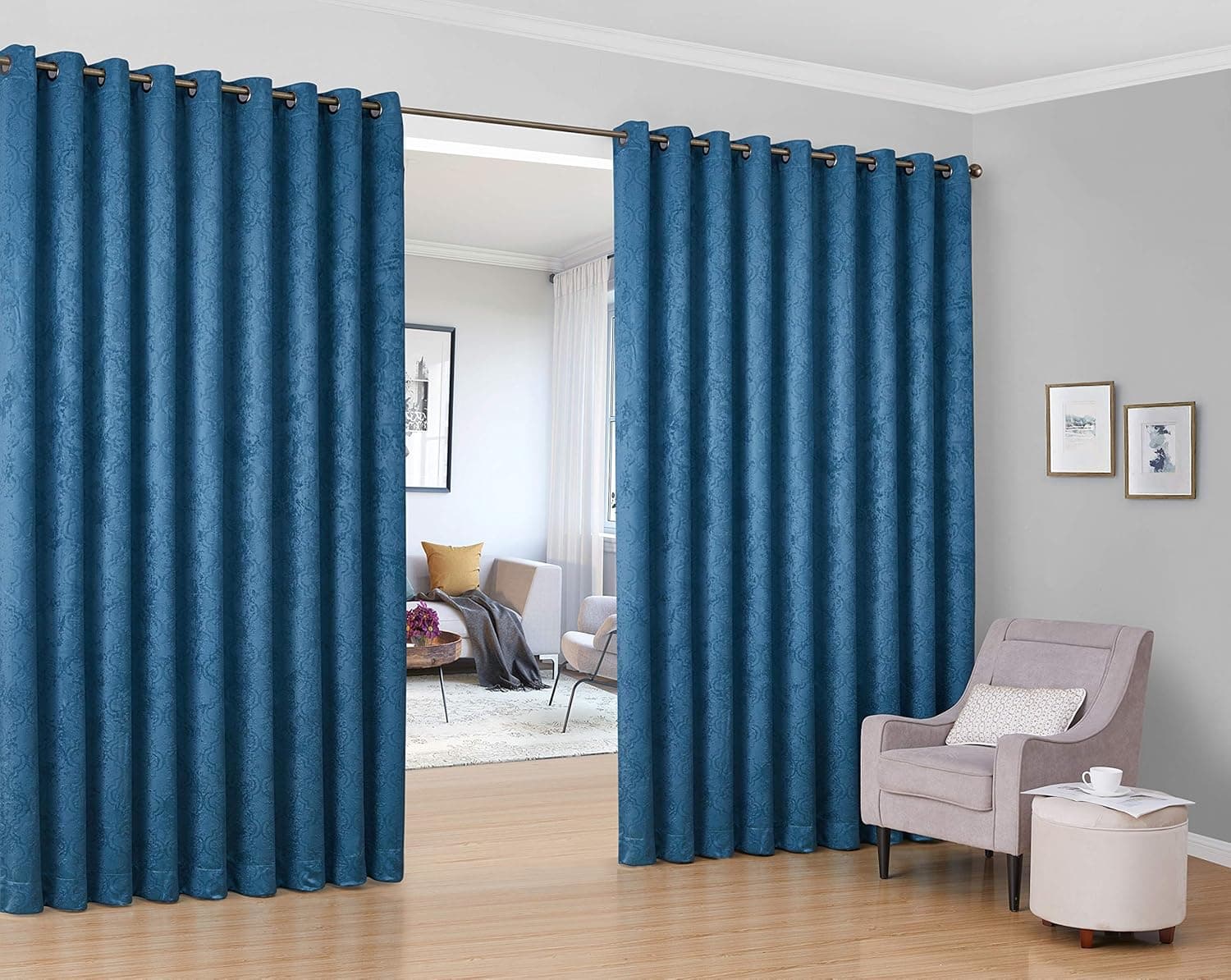 HLC.ME Redmont Lattice Extra Wide Room Divider Curtain Panels - Blackout Thermal Insulated for Patio Door & Sliding Glass Door Curtains - (108 W x 108 L Inch, Teal Blue) - Set of 2