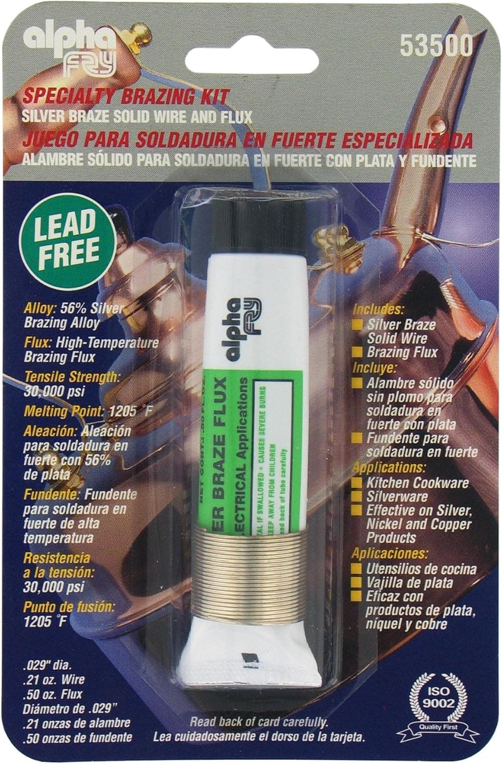 Alpha Fry AM53500 Cookson Elect Lead Free Silver Braze Wire and Flux Kit