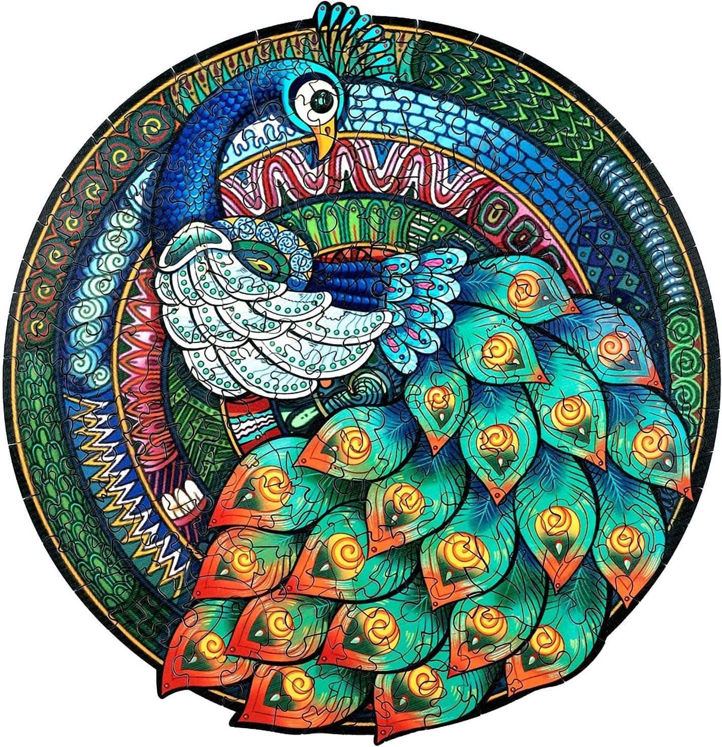 KAAYEE Wooden Puzzles, Elegant Peacock Wooden Jigsaw Puzzles, 188 Unique Animal Shape Jigsaw Pieces, Magic Wood Puzzle Gifts for Adults & Kids, Fun Family Games Collection 9.8x9.9Inches