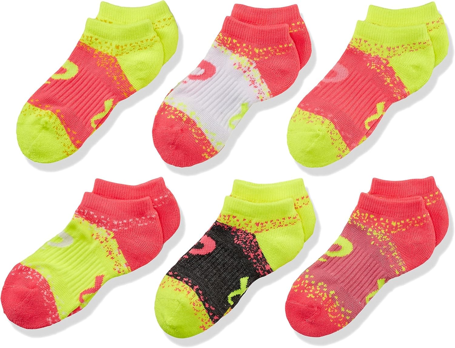 ASICS Youth Splatter No Show Yellow Ribbon Socks