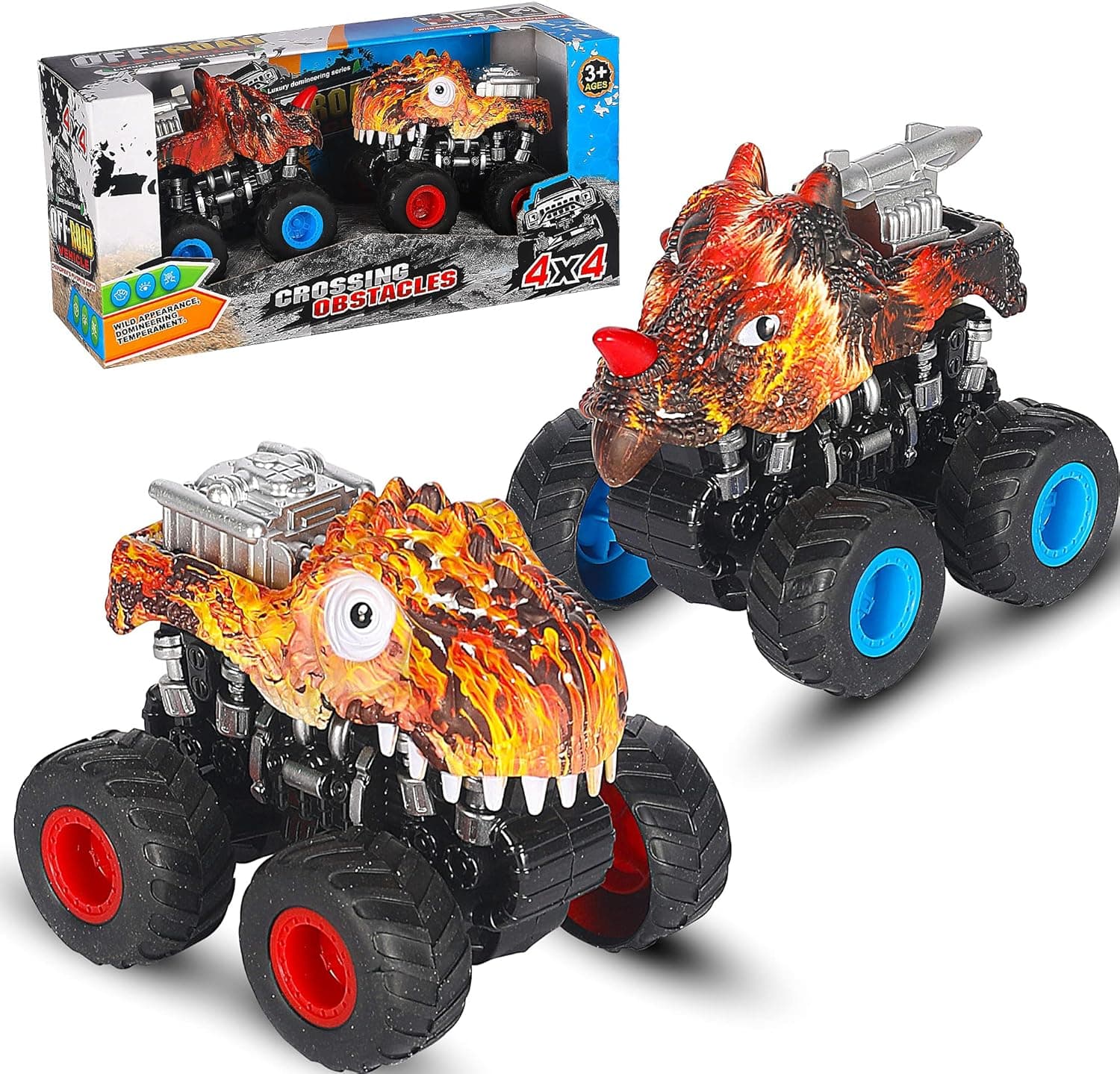 Monster Trucks for Boys Pull Back Dinosaur Car Toys Dino Toys for Boys Girls Toddlers T-Rex Dinosaur Games Monster Trucks for Christmas Birthday Gifts