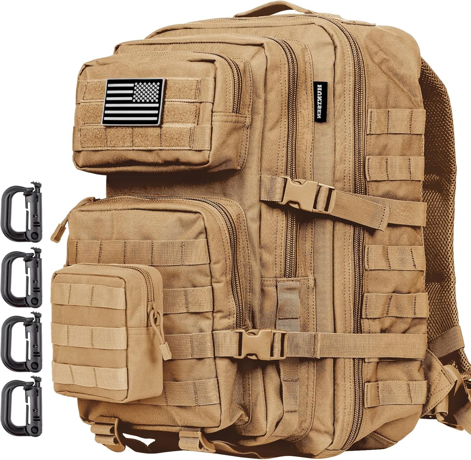 HUNTSEN 45L Military Tactical Backpack Large Army 3 Day Assault Pack Molle Bag Backpacks for Men Trekking Daypack